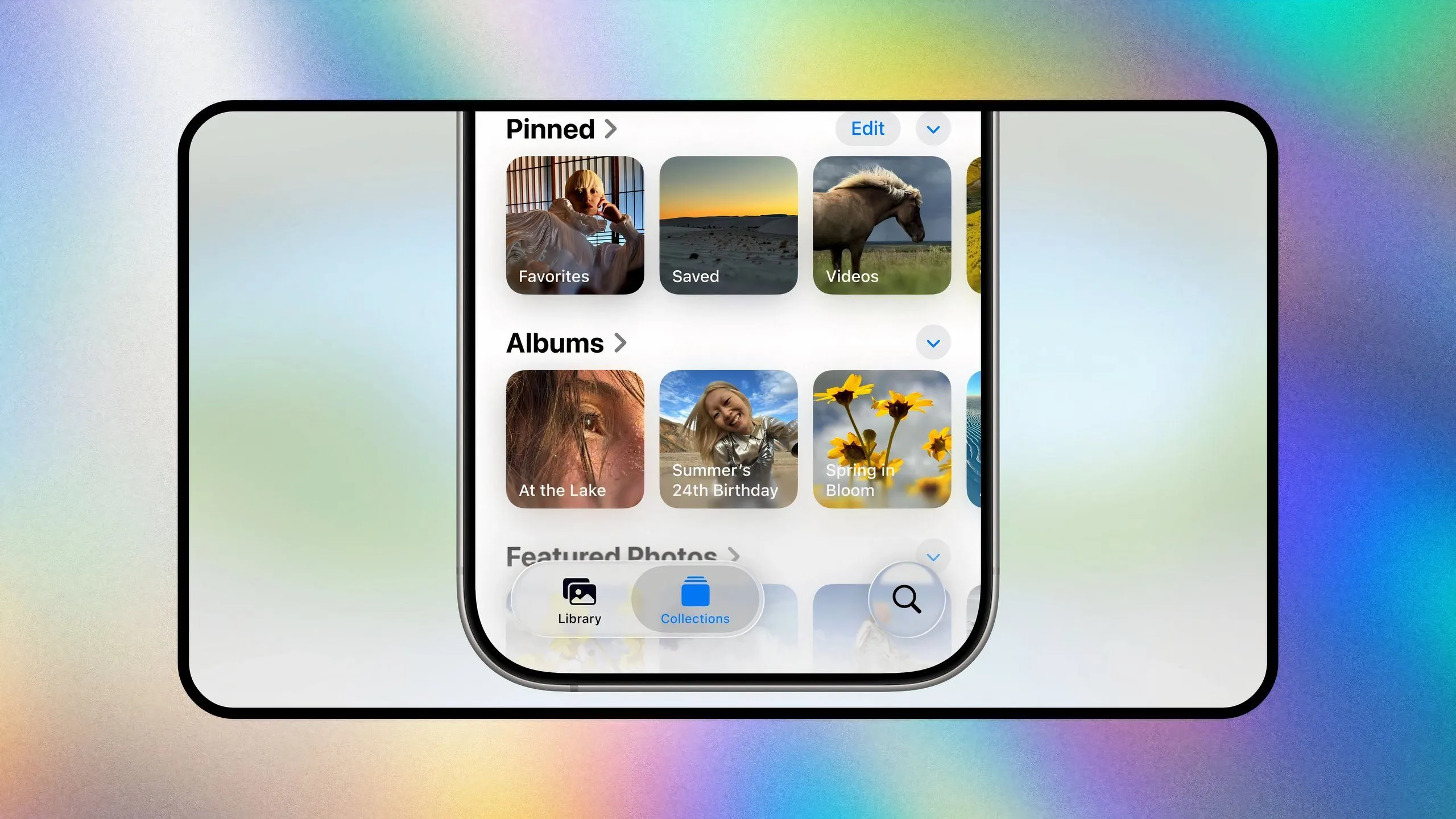 Giao diện ứng dụng Ảnh trên Apple iOS 26