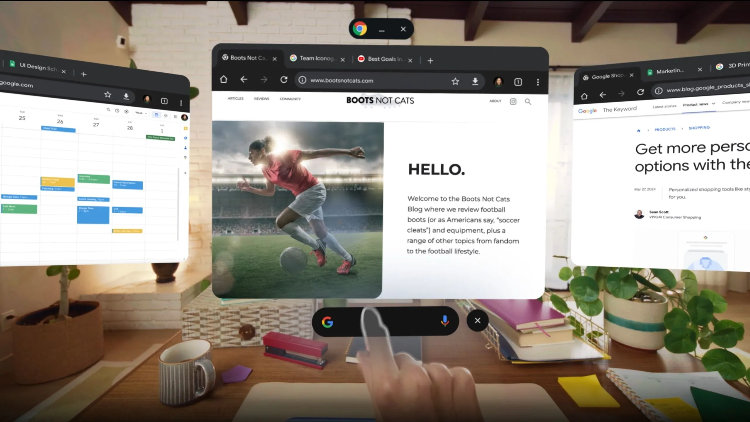 Hình ảnh minh họa Google Chrome chạy trên nền tảng Android XR, một lĩnh vực tiềm năng cho sự hợp tác trong tương lai giữa Google và Samsung.