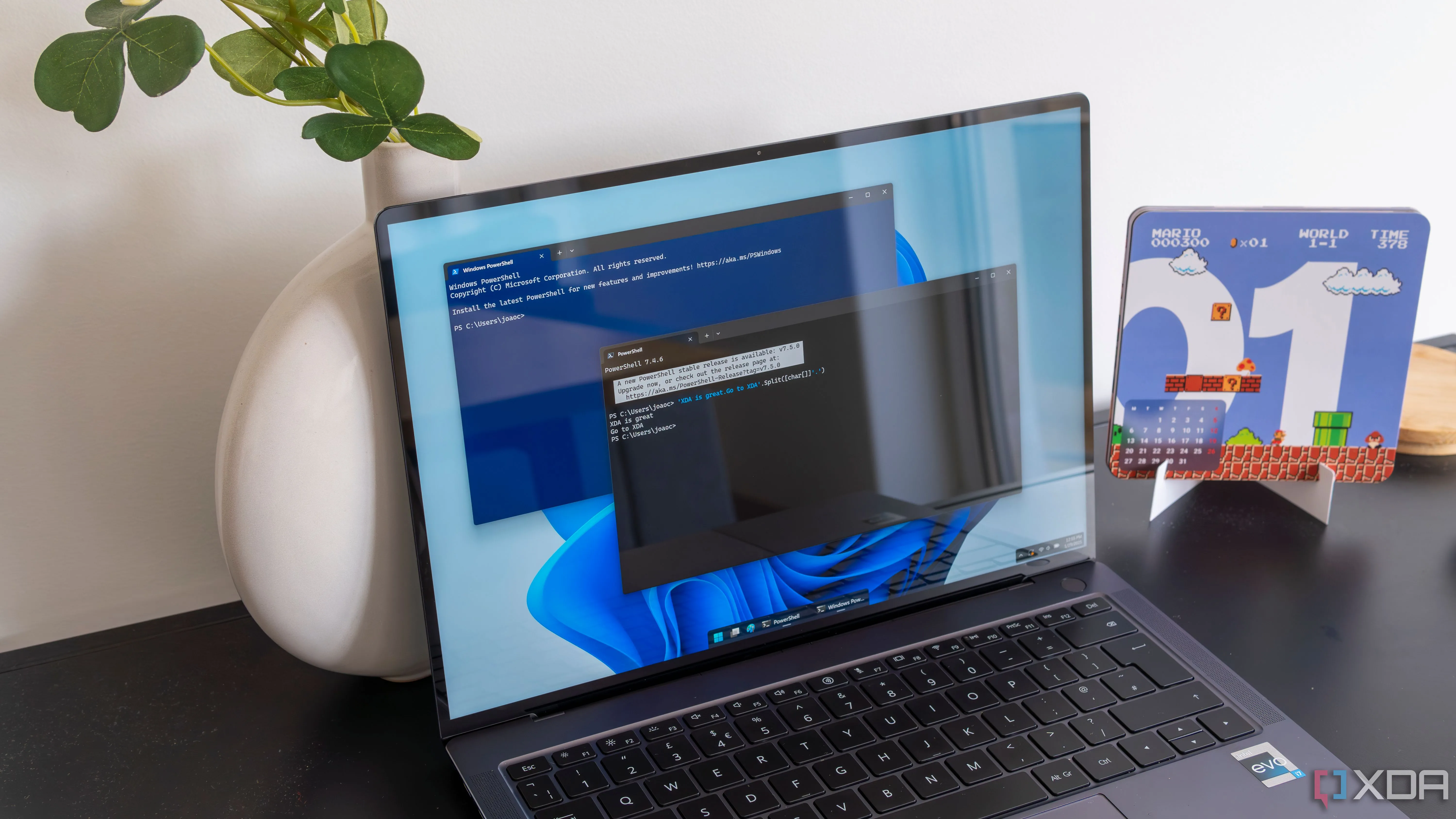 Màn hình máy tính Windows 11 hiển thị cửa sổ dòng lệnh (PowerShell)