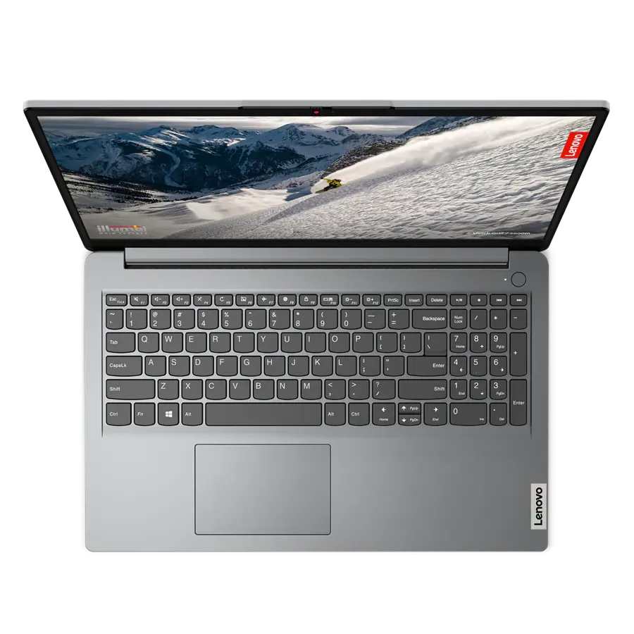 Toàn cảnh laptop Lenovo IdeaPad 1i màu xám khi mở nắp