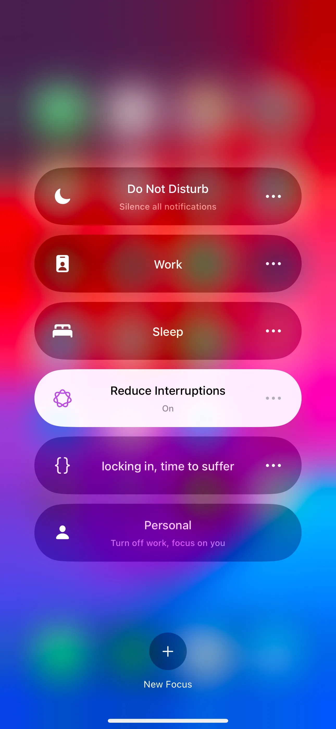 Các chế độ Focus trên iPhone, bao gồm Giảm Gián Đoạn