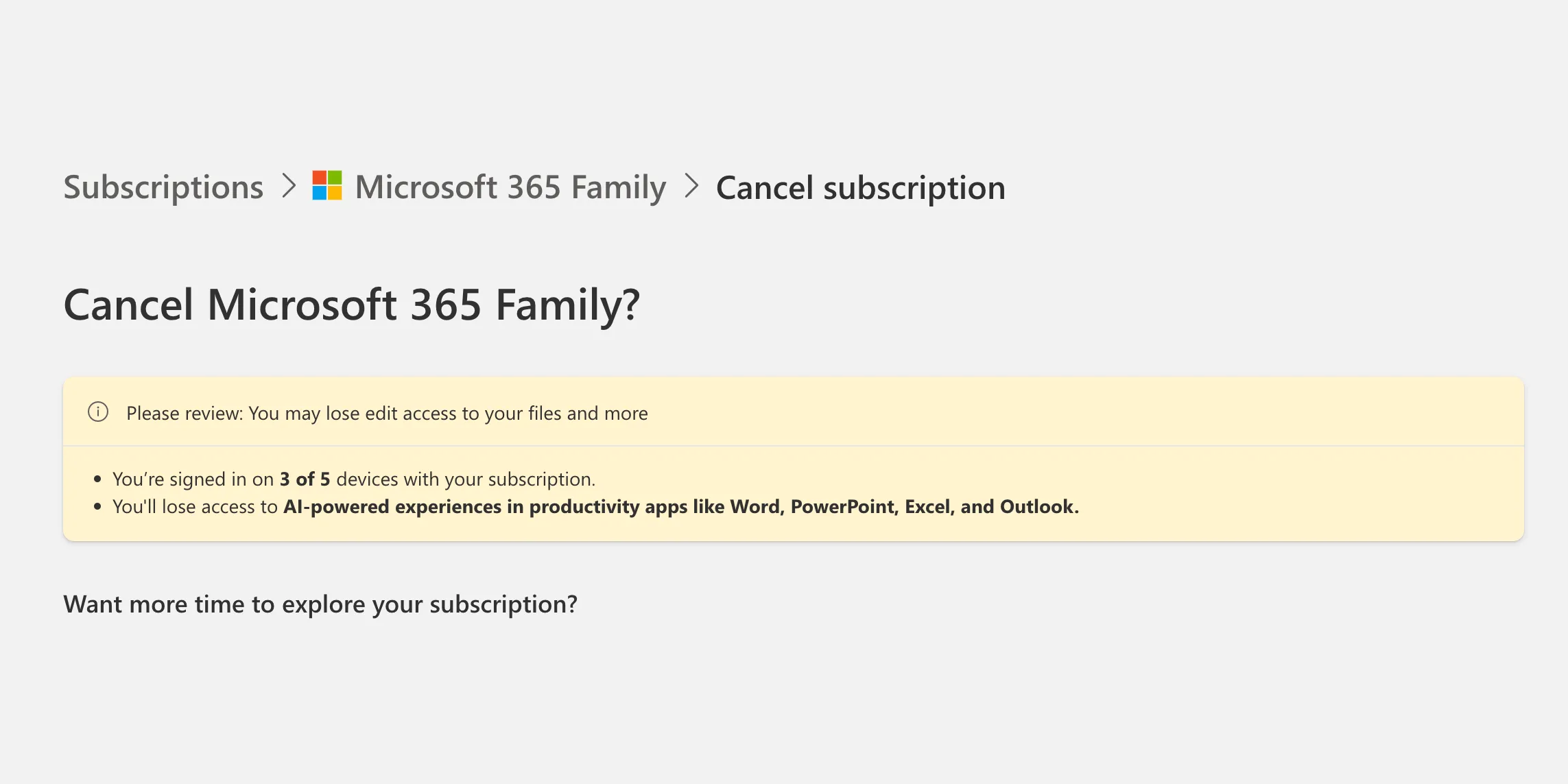 Các tùy chọn hủy đăng ký Microsoft 365