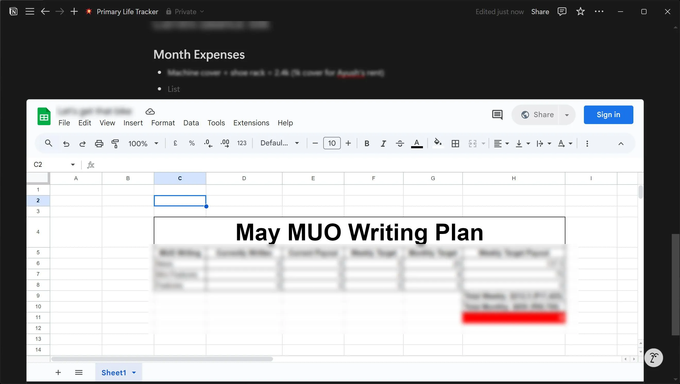 Nhúng bảng tính Google Sheets trực tiếp vào trang Notion để quản lý dữ liệu phức tạp