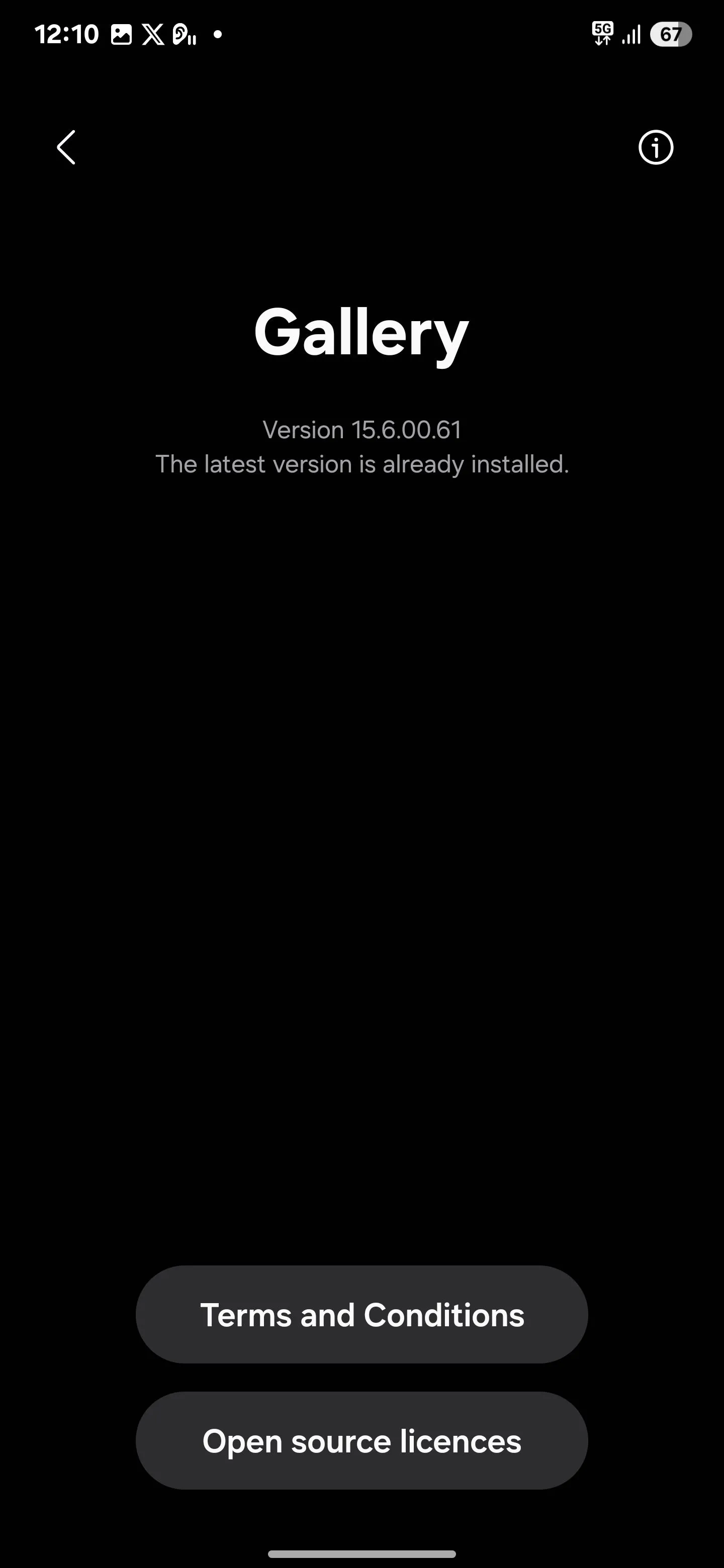 Số bản dựng của Samsung Gallery với Điều khoản và Điều kiện