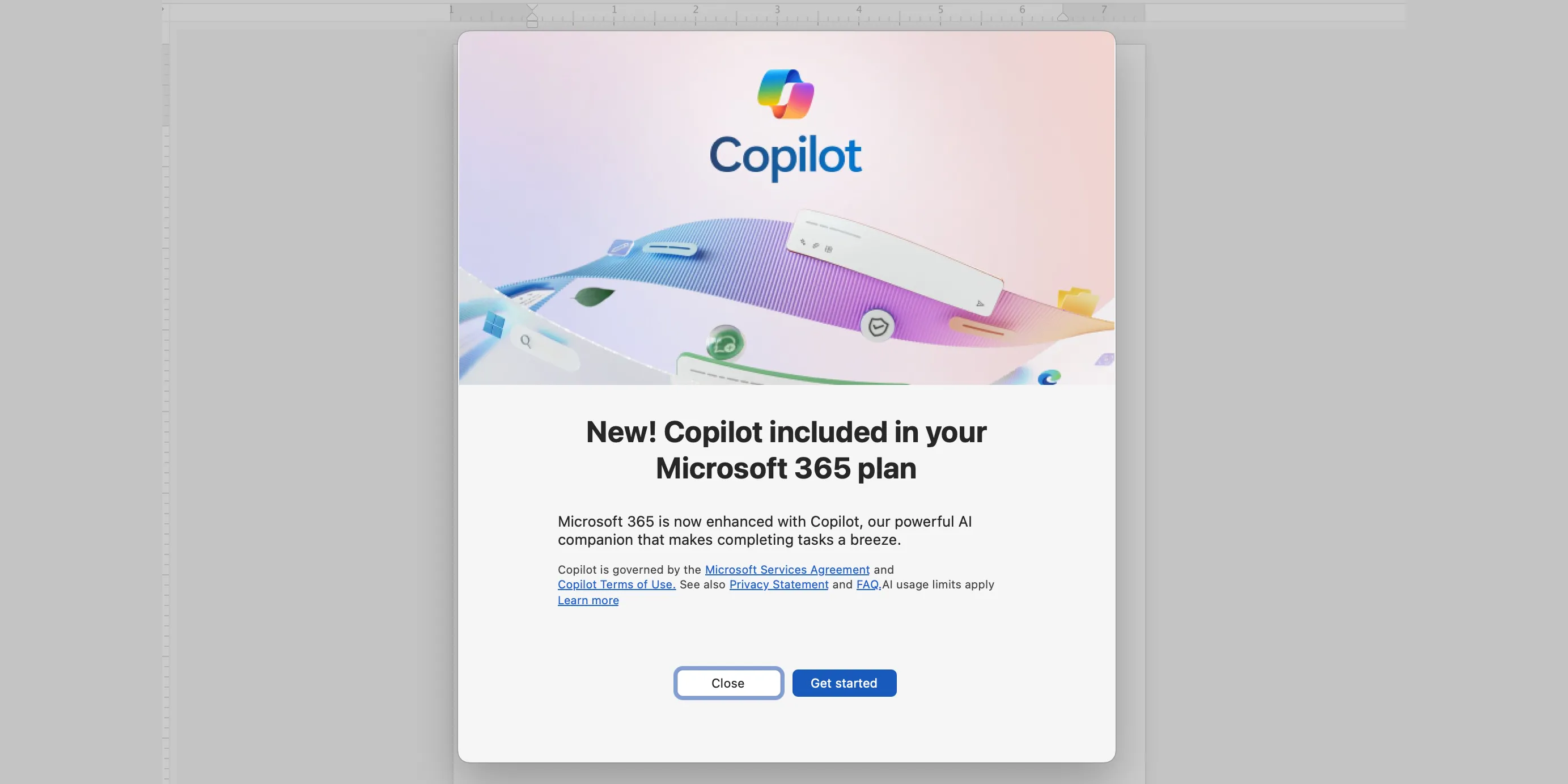 Thông báo cập nhật Copilot trên Microsoft Word