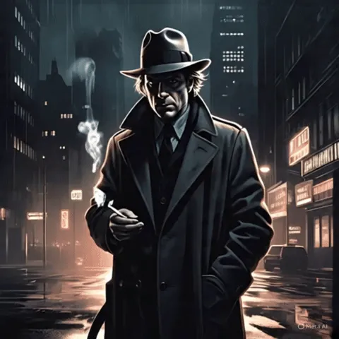 Ảnh động GIF một thám tử noir trong thành phố chuyển động