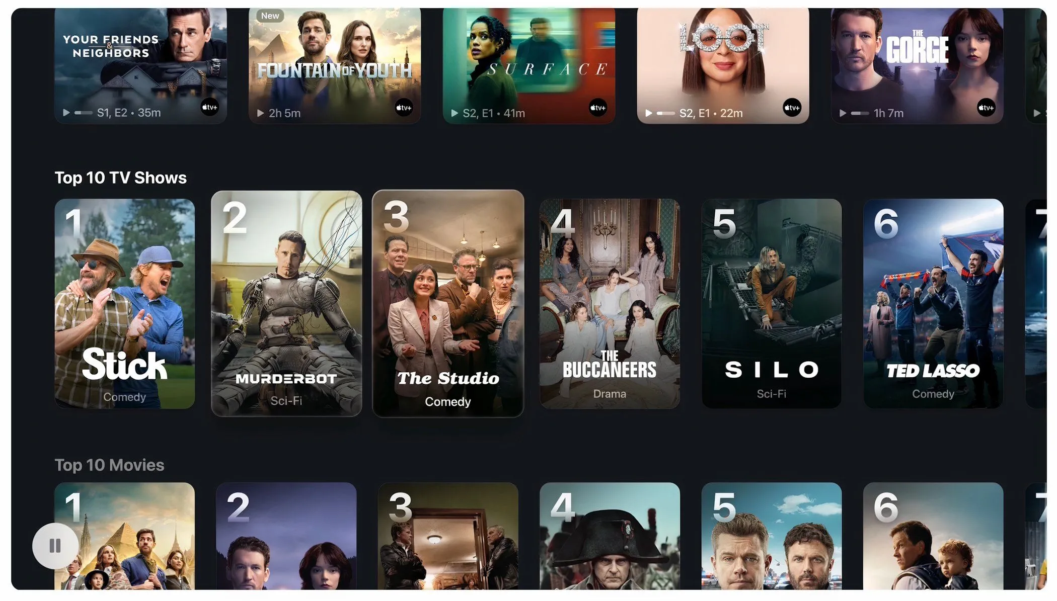 Apple TV hiển thị nghệ thuật poster mới với thiết kế Liquid Glass trên tvOS 26