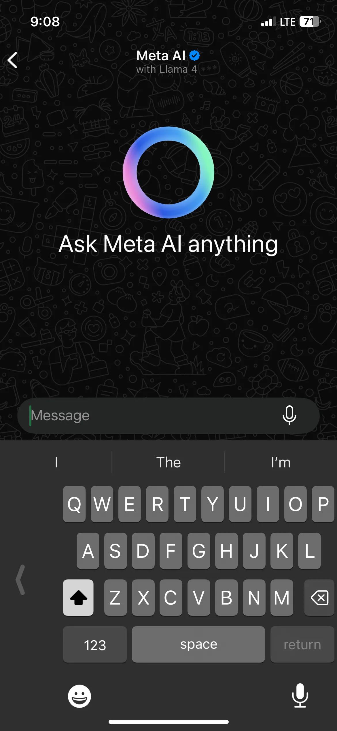Bàn phím iPhone được căn chỉnh sang bên phải trong ứng dụng WhatsApp.