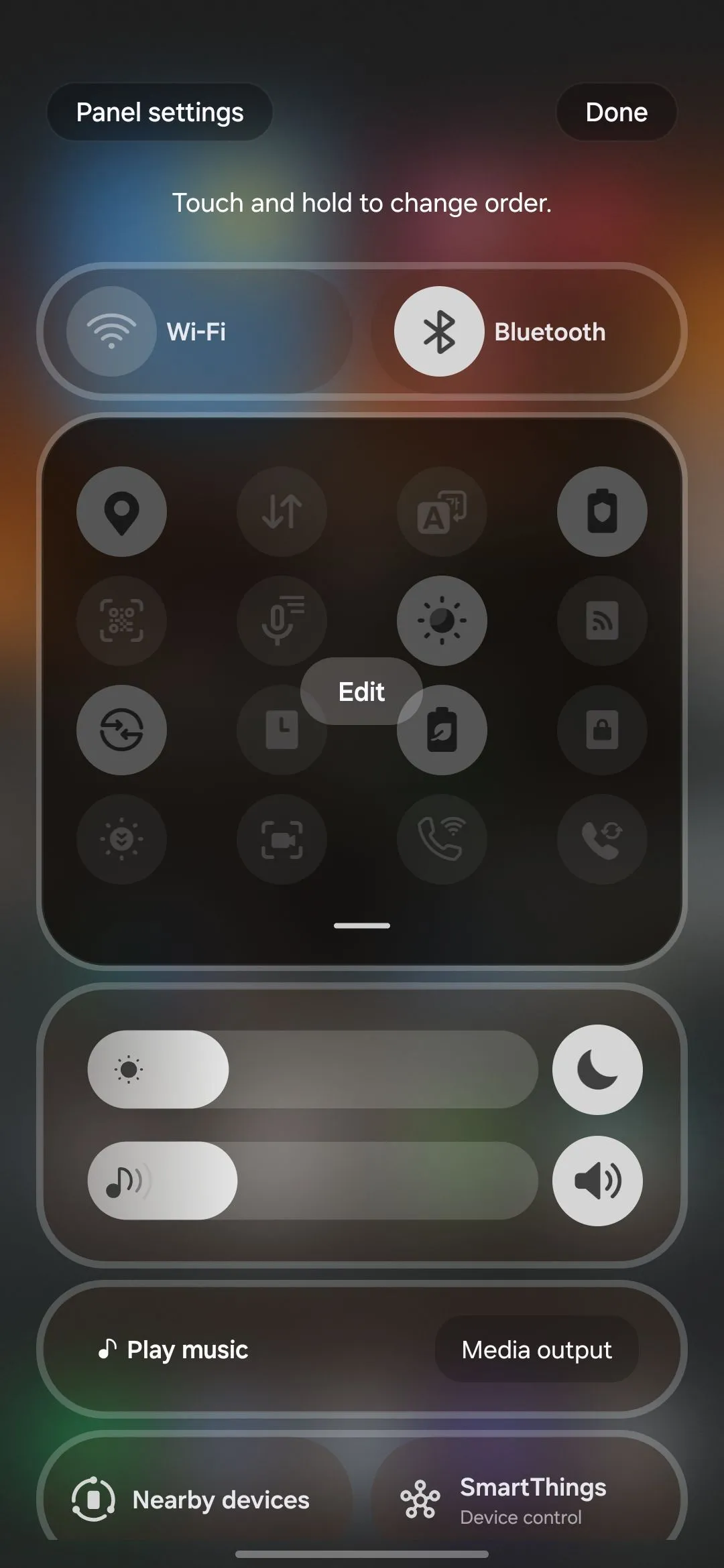 Bảng cài đặt nhanh hợp nhất trên giao diện One UI 7 của Samsung Galaxy S25 Ultra, hiển thị các tùy chọn cài đặt nhanh và thông báo cùng một chỗ.