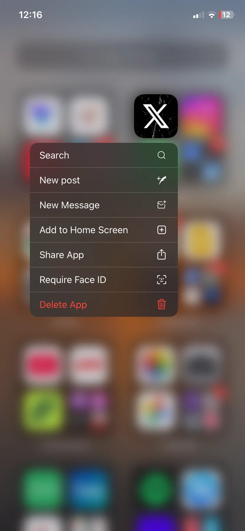 Các tác vụ nhanh của ứng dụng X (Twitter) trên menu ngữ cảnh iPhone
