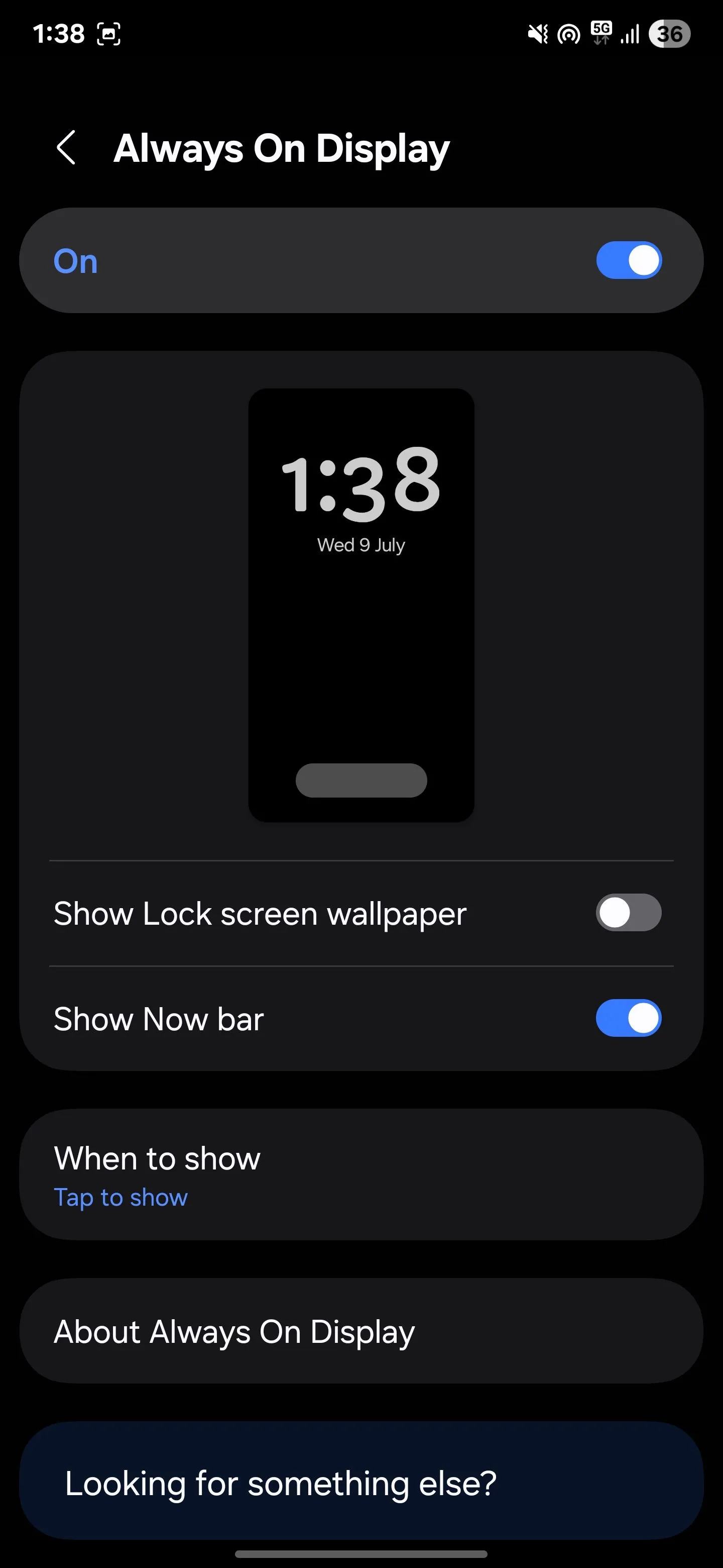 Các tùy chọn chế độ hiển thị của Always On Display (AOD) trên điện thoại Samsung giúp tối ưu thời lượng pin.
