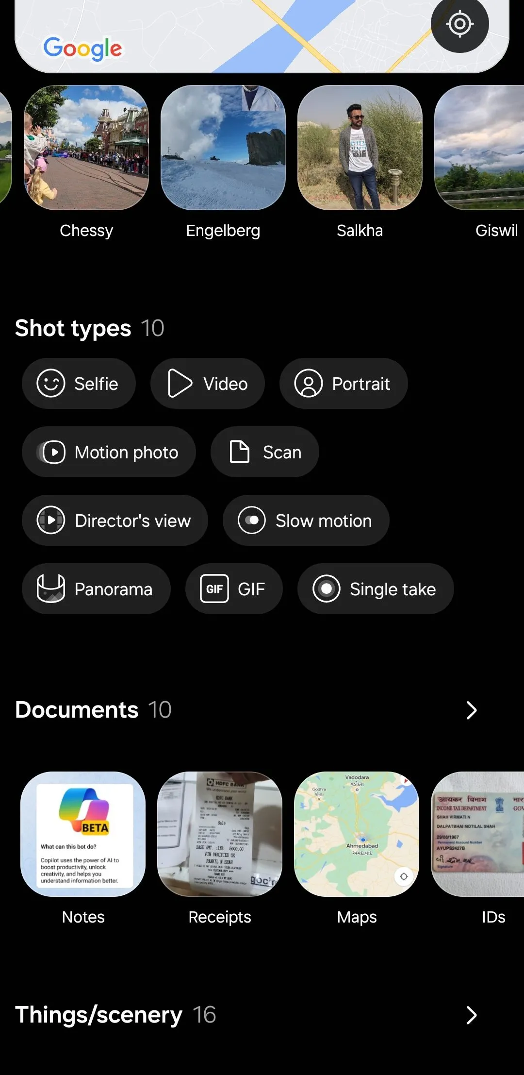 Các tùy chọn tìm kiếm nâng cao trong ứng dụng Thư viện ảnh Samsung Gallery.