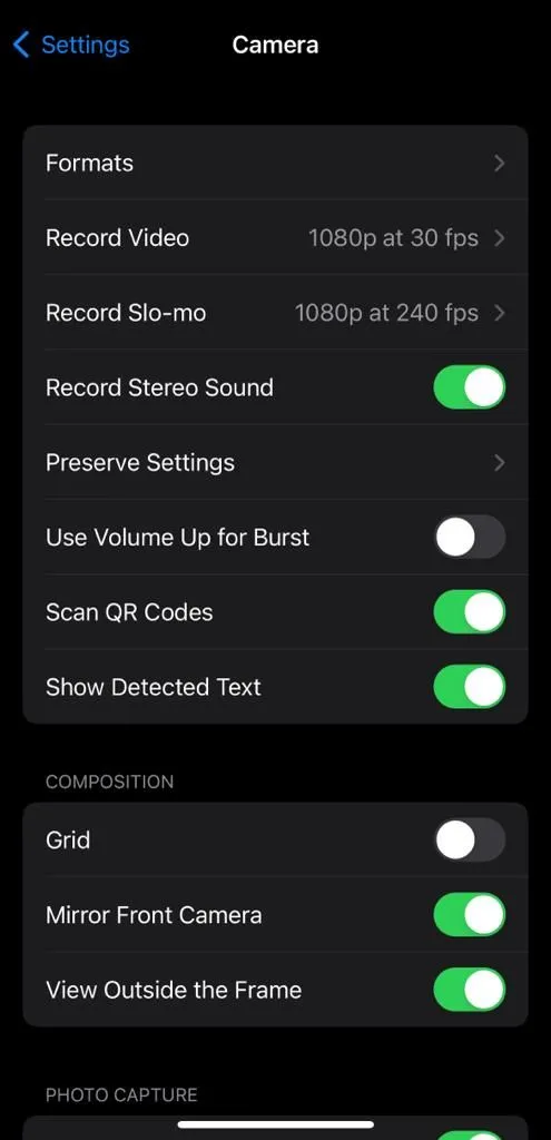 Cài đặt định dạng Apple ProRAW trong Cài đặt camera iPhone