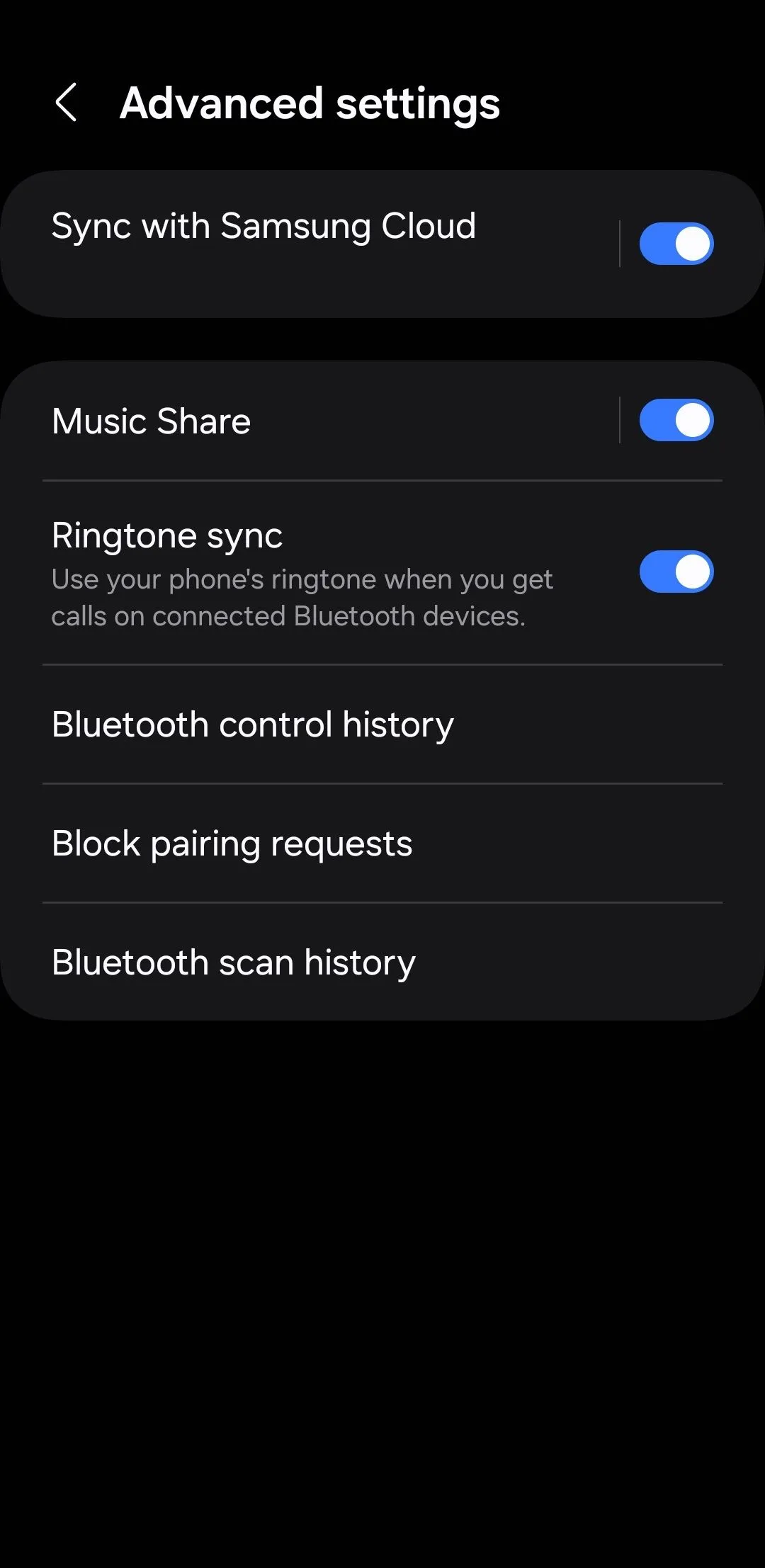 Cài đặt nâng cao Bluetooth trên điện thoại Samsung