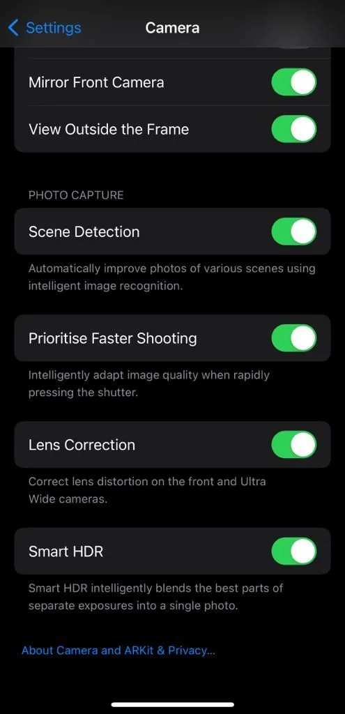 Cài đặt Smart HDR trong ứng dụng Cài đặt iPhone