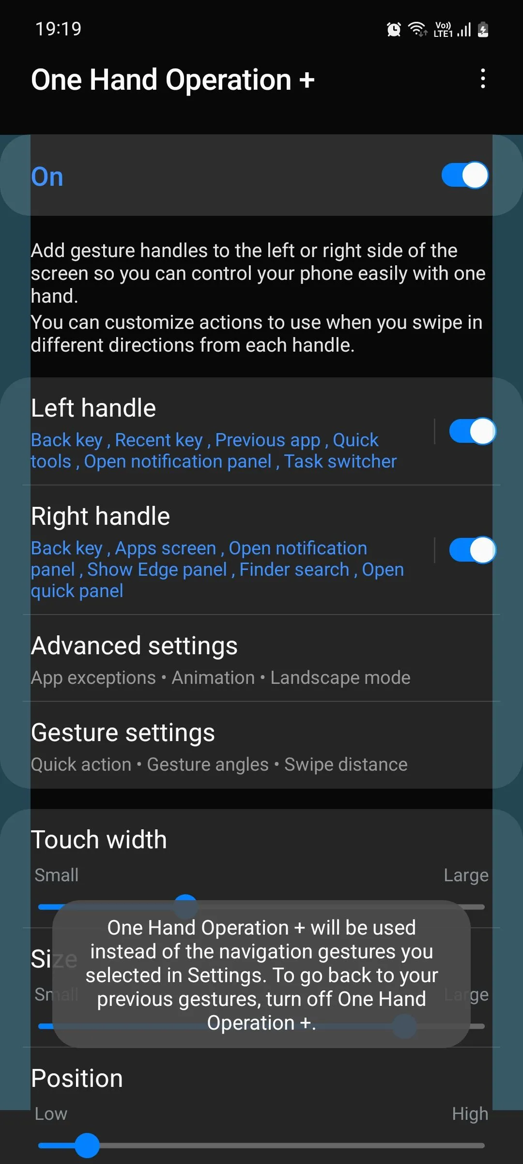 Cài đặt tay cầm cử chỉ One Hand Operation+ trong Good Lock Samsung