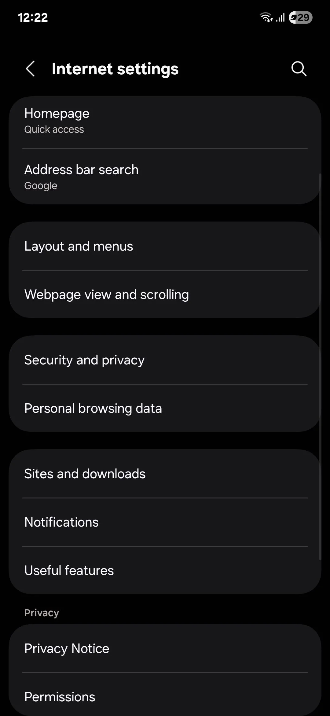 Cài đặt trình duyệt Samsung Internet với nhiều tùy chọn tùy biến