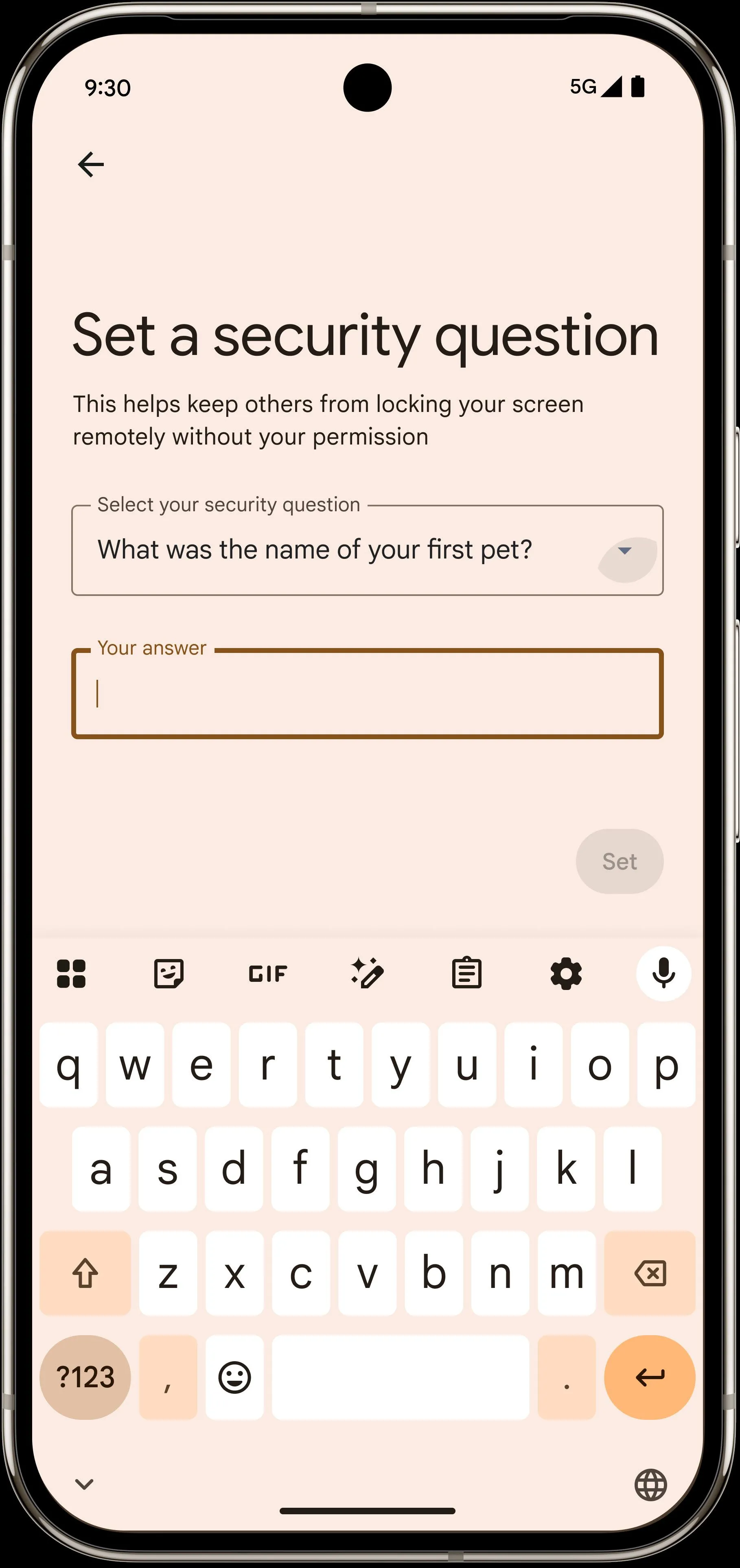 Câu hỏi bảo mật cho tính năng khóa từ xa Android 16
