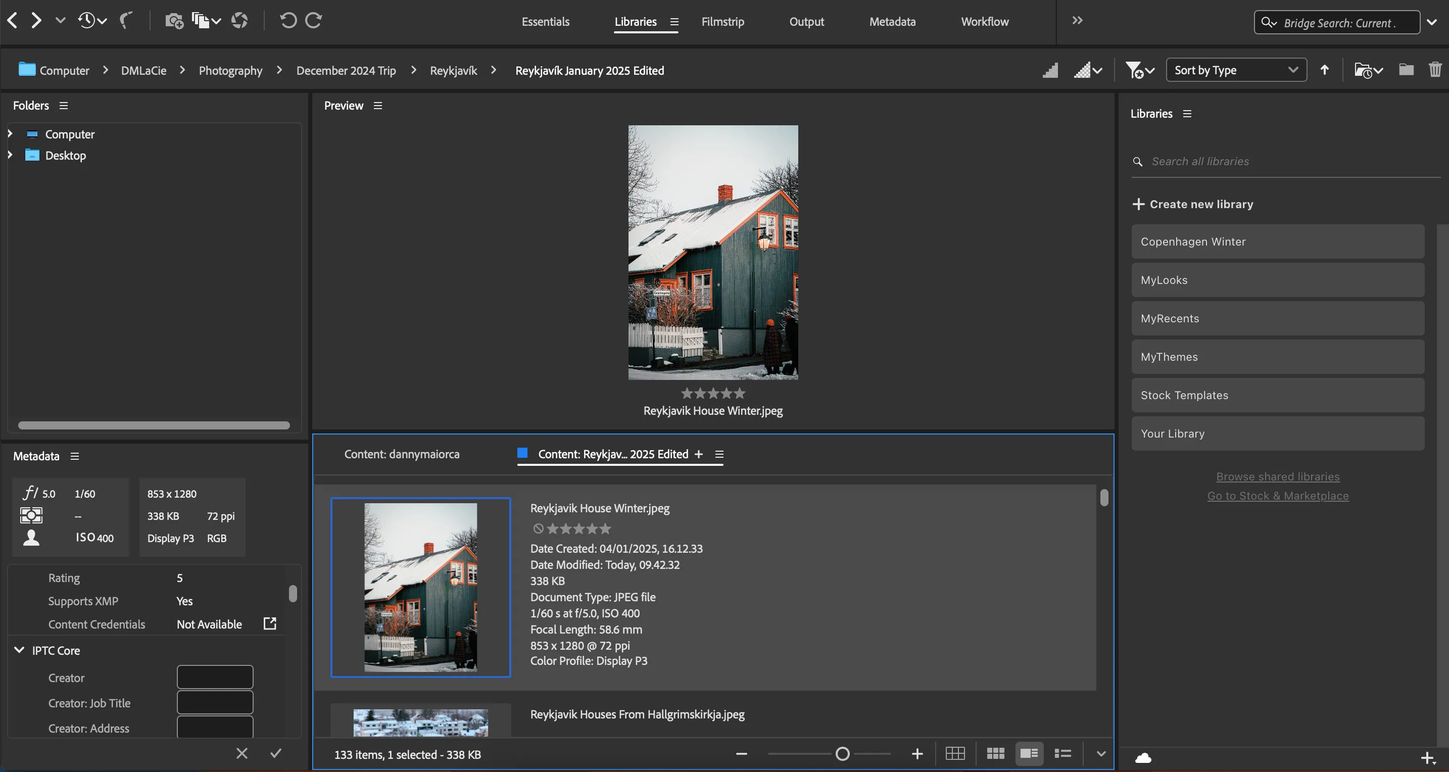 Chỉnh sửa kích thước của các hình thu nhỏ trong Adobe Bridge