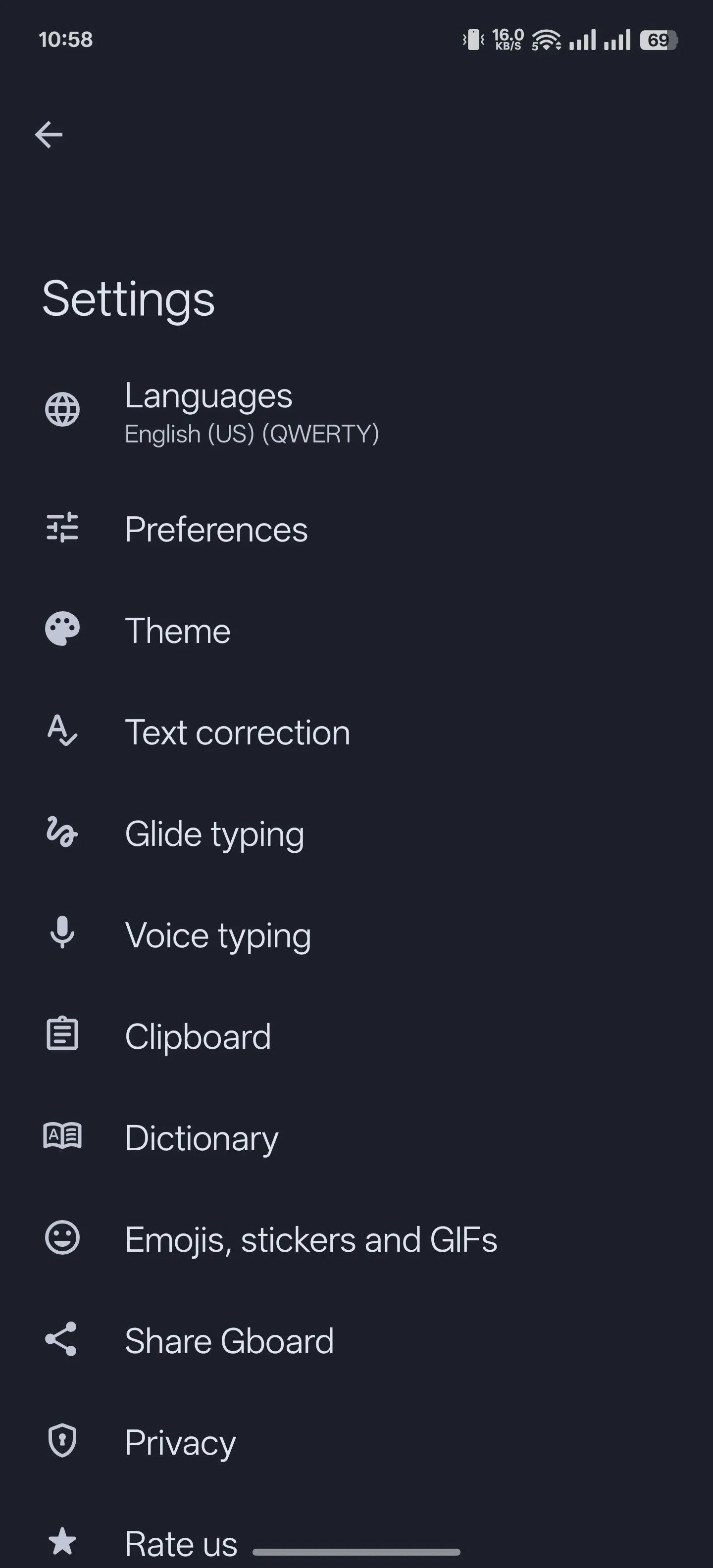 Chọn tùy chọn Bảng tạm trong cài đặt Gboard để lưu ảnh chụp màn hình vào bộ nhớ đệm.