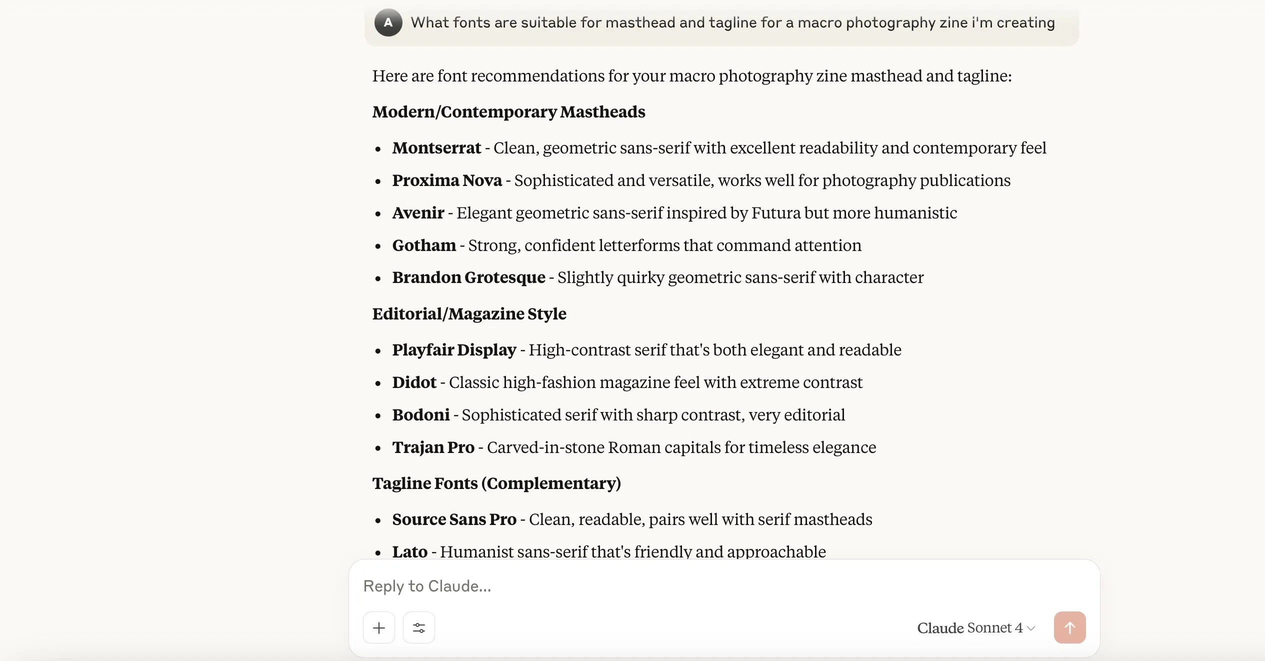 Claude trình bày các ý tưởng về thiết kế typography với định dạng dễ đọc và rõ ràng