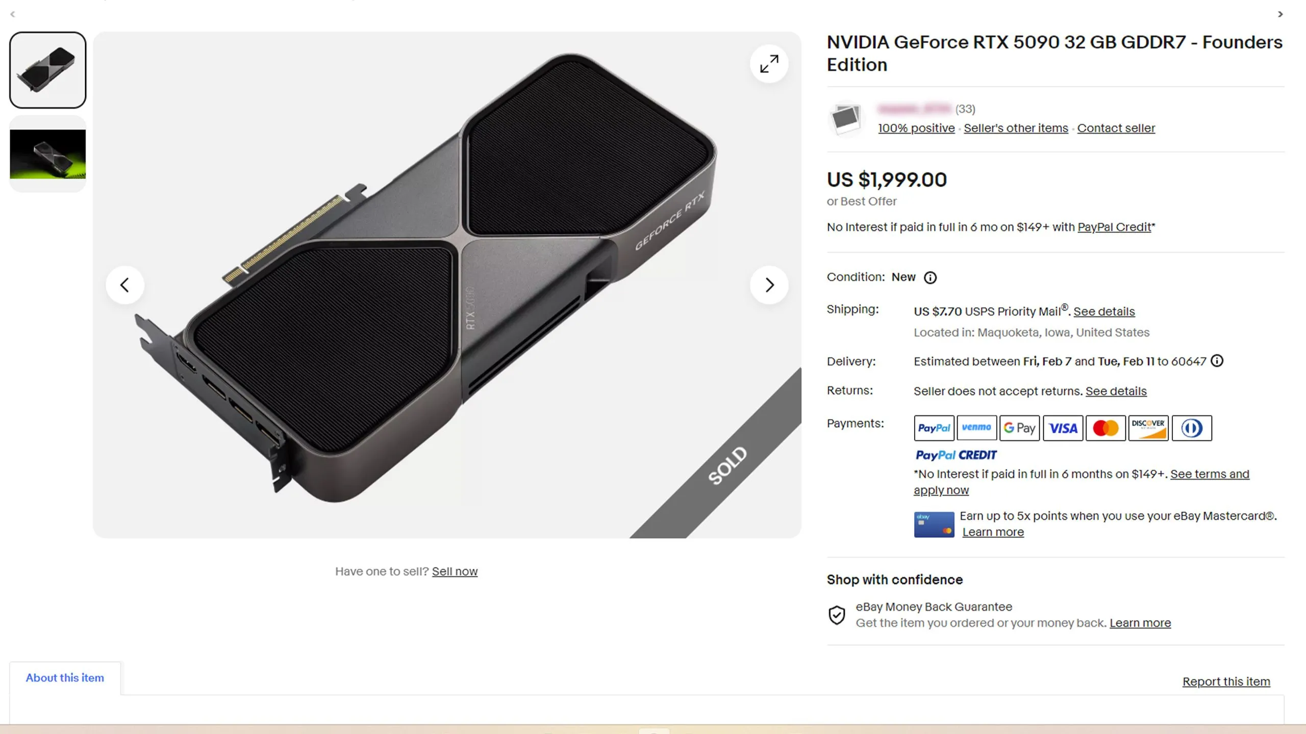 Danh sách lừa đảo trên eBay rao bán hình ảnh card đồ họa RTX 5090