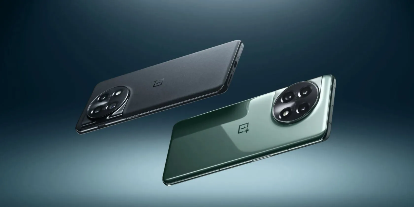 Điện thoại OnePlus 11 với hai tùy chọn màu Titan Black và Eternal Green, thể hiện thiết kế cao cấp của dòng flagship OnePlus.