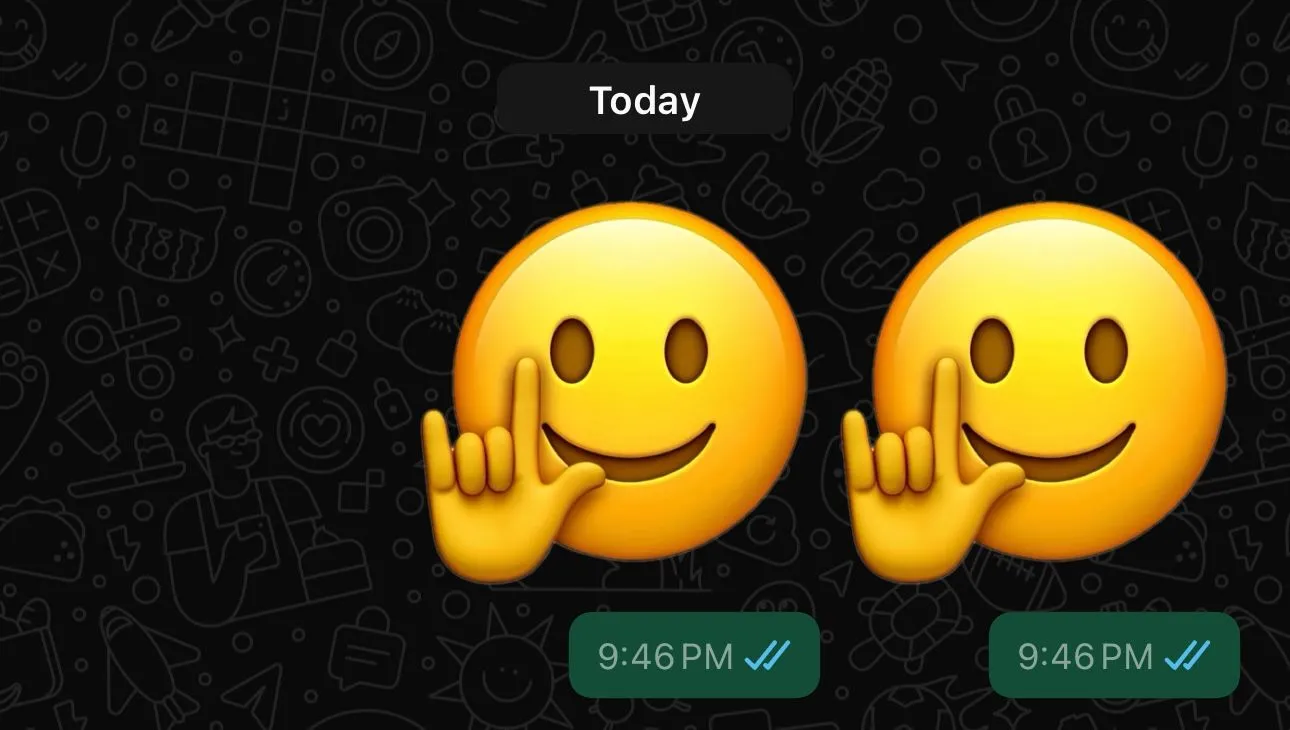 Genmoji được gửi dưới dạng sticker trong ứng dụng WhatsApp, cho thấy hạn chế khi dùng trên nền tảng bên thứ ba.