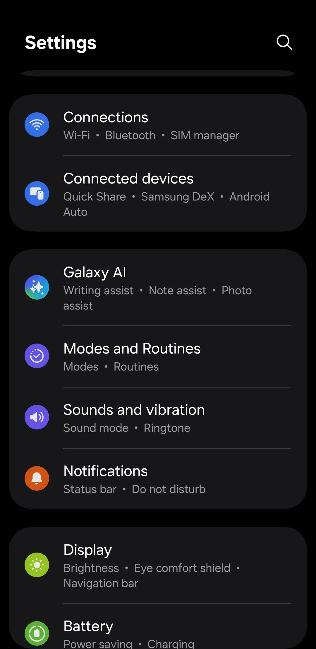 Giao diện cài đặt chung trên điện thoại Android để điều chỉnh các tùy chọn bảo mật và quyền riêng tư