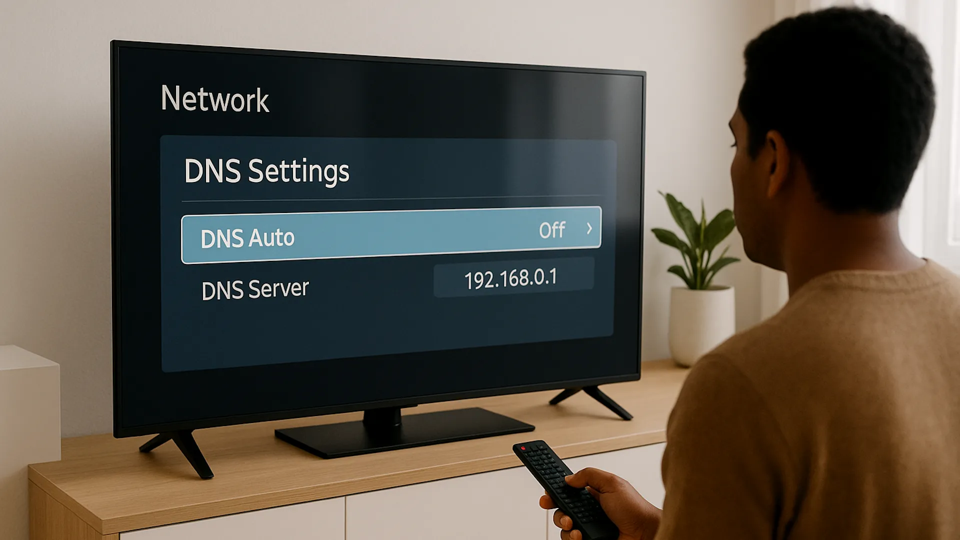 Giao diện cài đặt DNS trên Smart TV