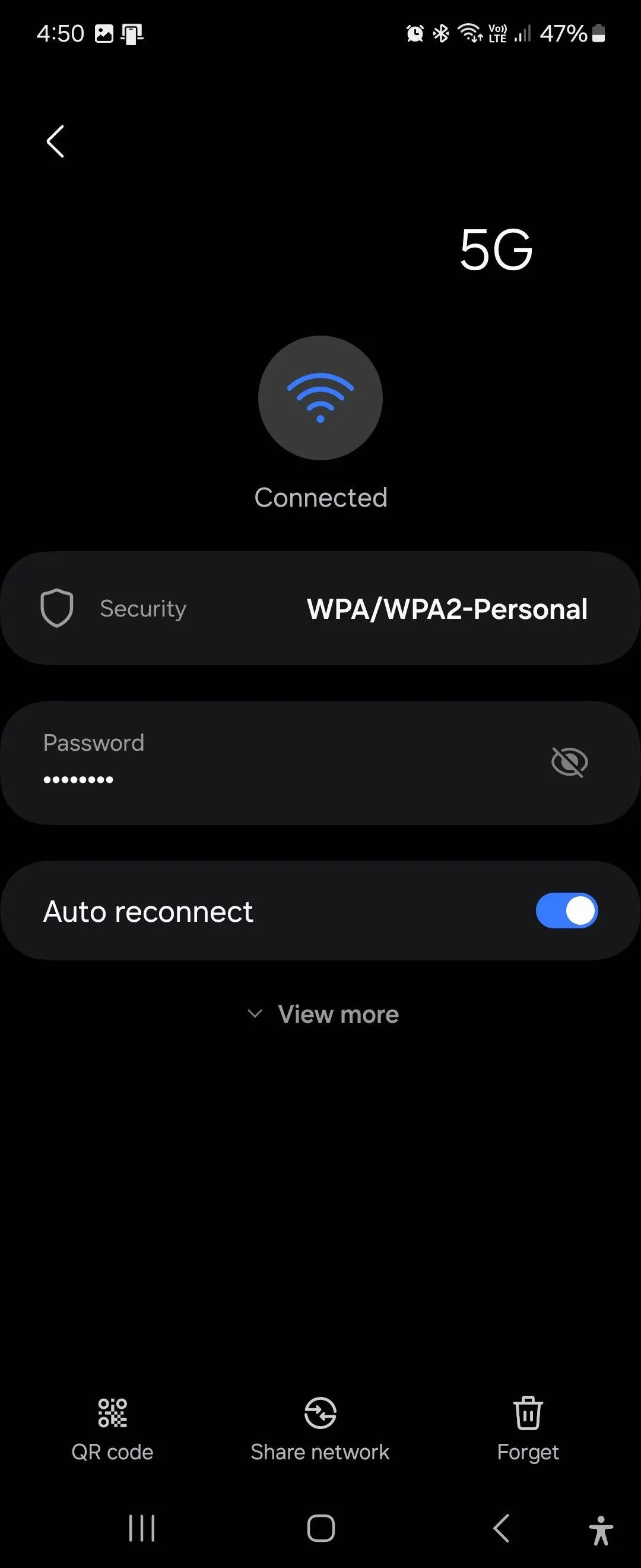 Giao diện cài đặt mạng Wi-Fi trên One UI 6.1 hiển thị tùy chọn mã QR để chia sẻ