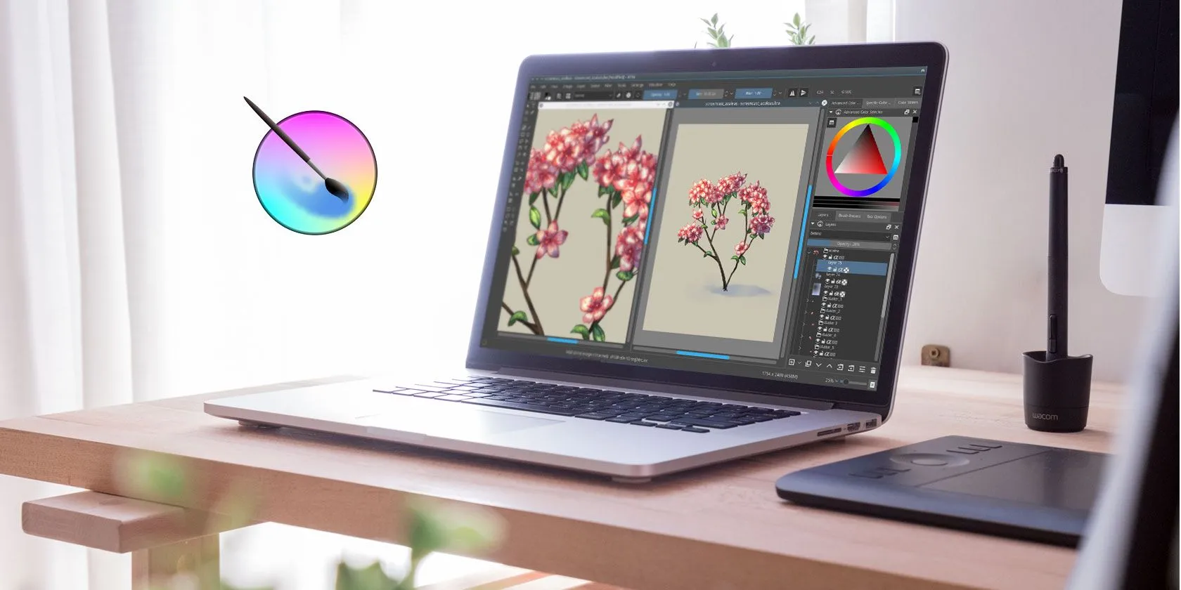 Giao diện của Krita và GIMP, hai phần mềm thay thế miễn phí cho Adobe Photoshop