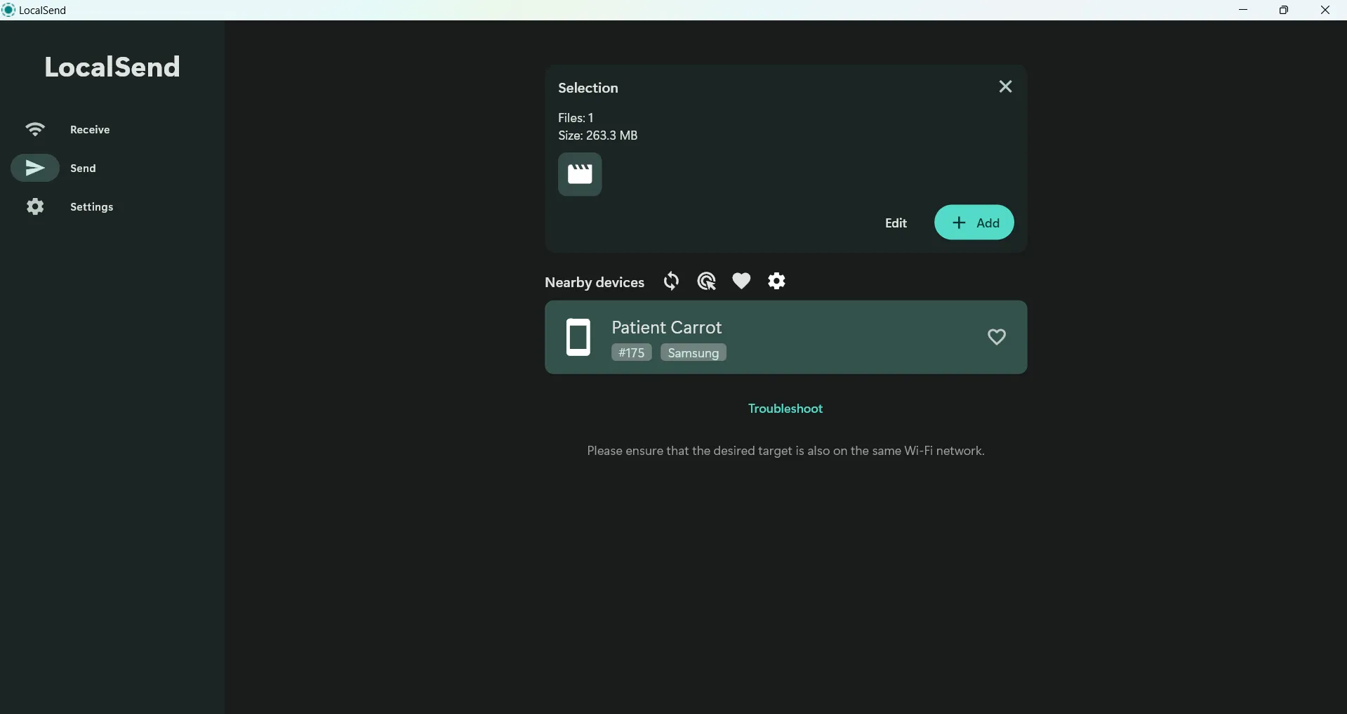 Giao diện desktop của LocalSend