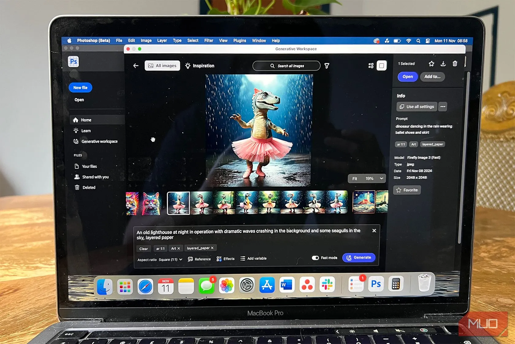 Giao diện Generative Workspace của Adobe Photoshop Beta với một biến thể hình ảnh