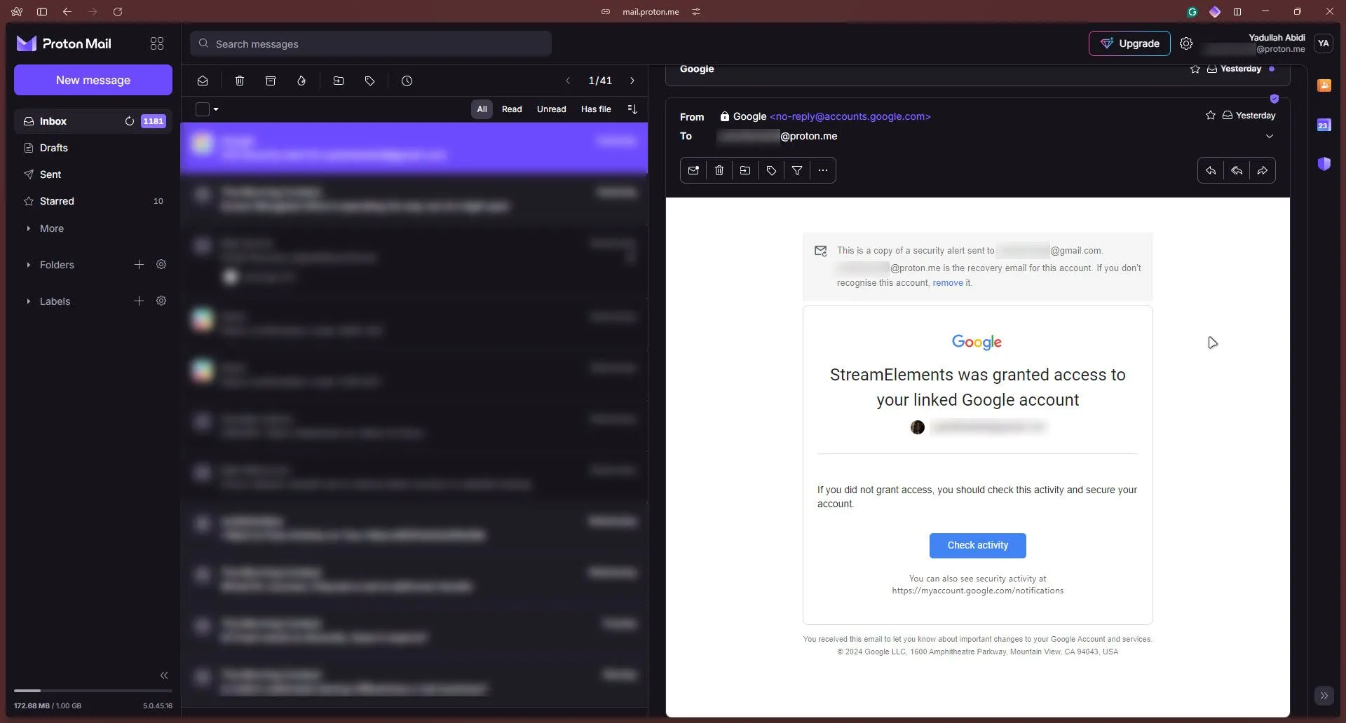 Giao diện người dùng của Proton Mail với thiết kế sạch sẽ, tập trung vào tính năng email bảo mật