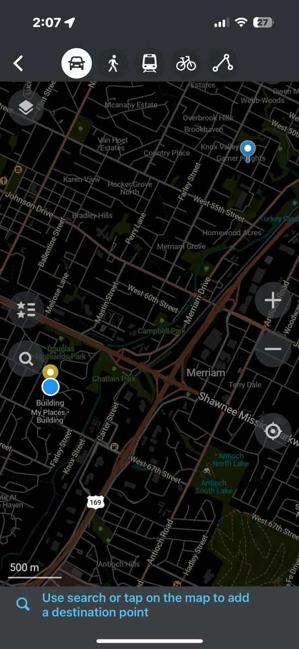 Giao diện Organic Maps khi thêm điểm đến, minh họa ứng dụng bản đồ riêng tư