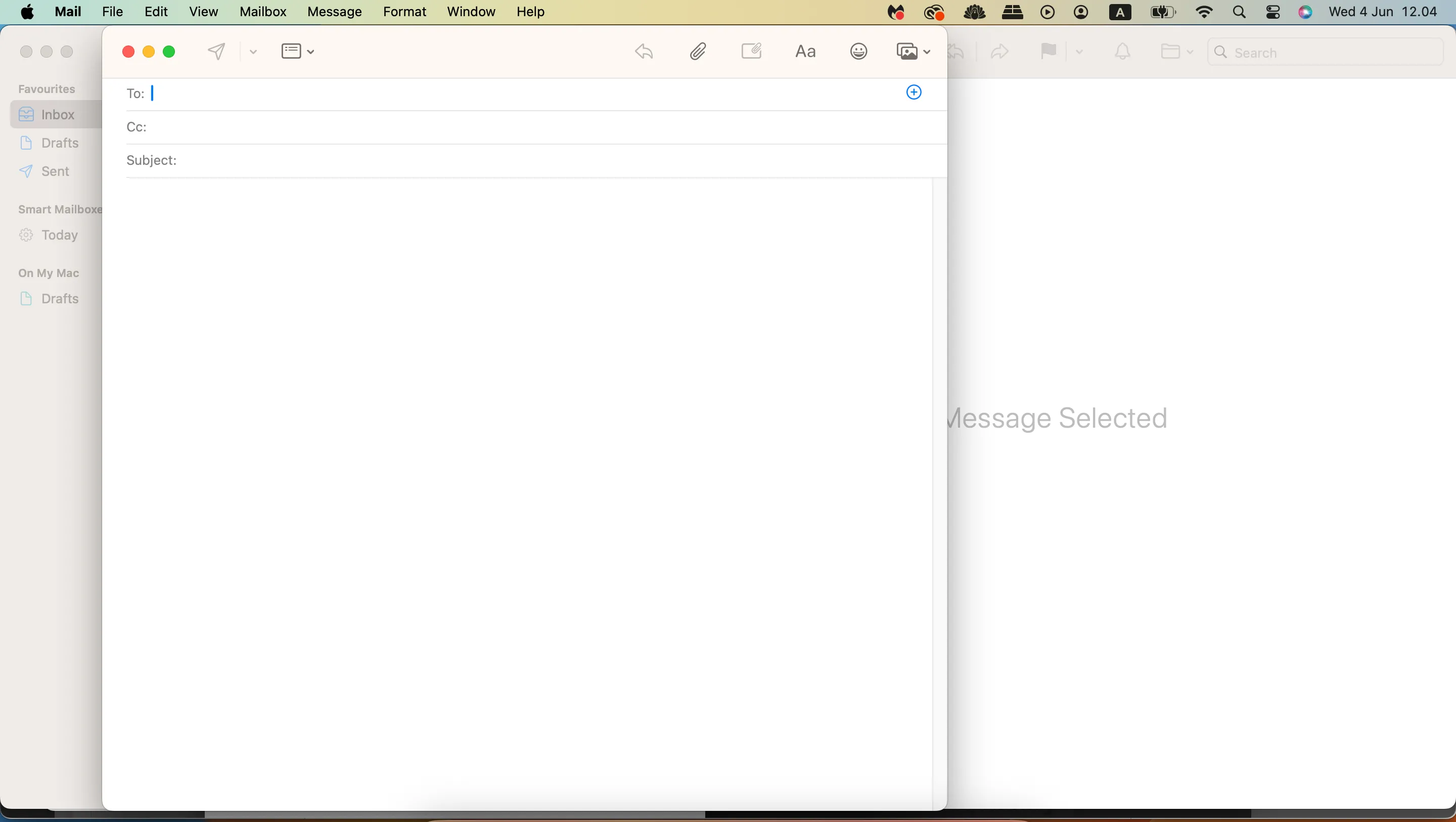 Giao diện soạn thảo tin nhắn email trong ứng dụng Apple Mail