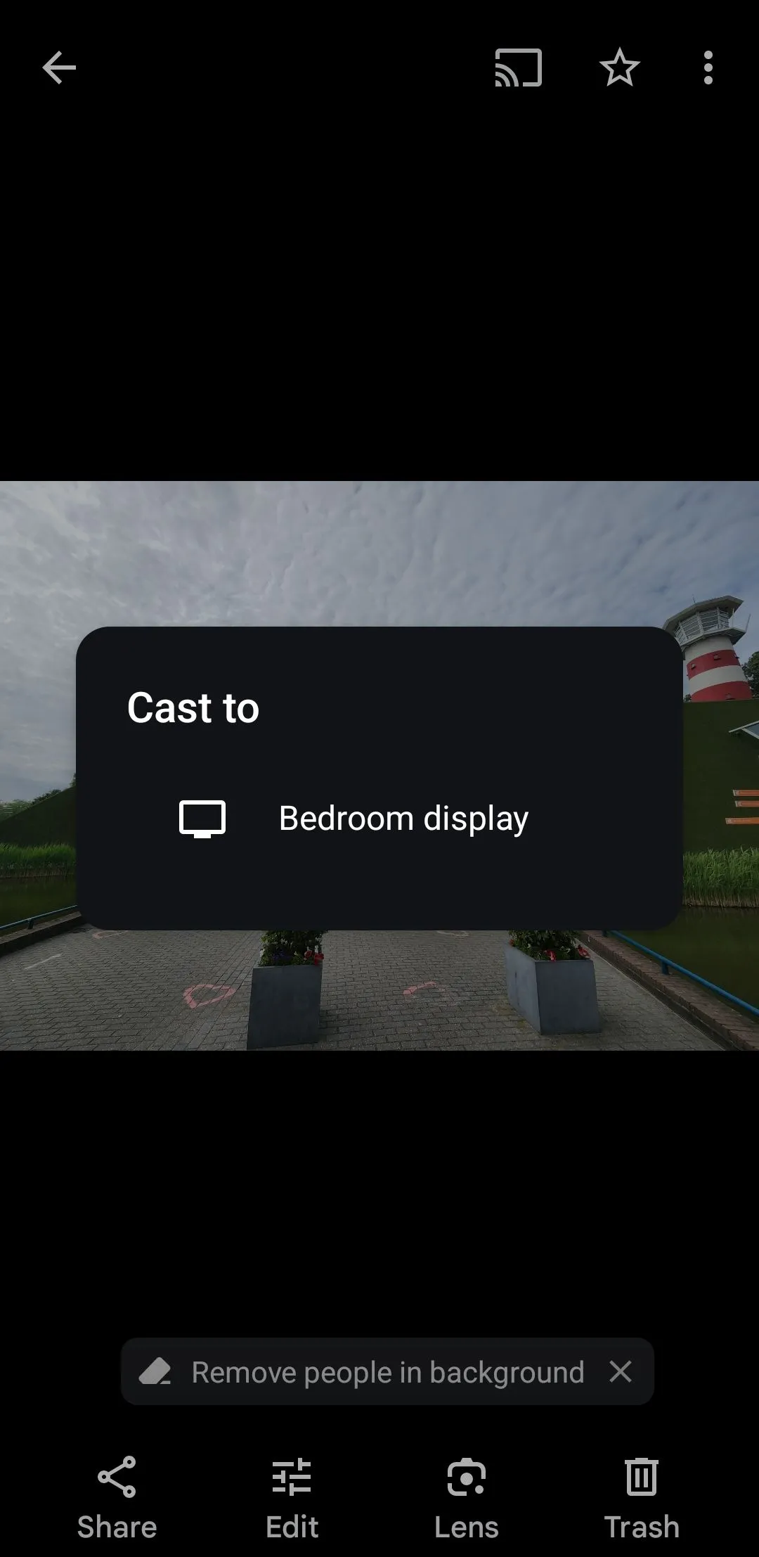 Giao diện tính năng truyền hình ảnh (Cast) trong ứng dụng Google Photos