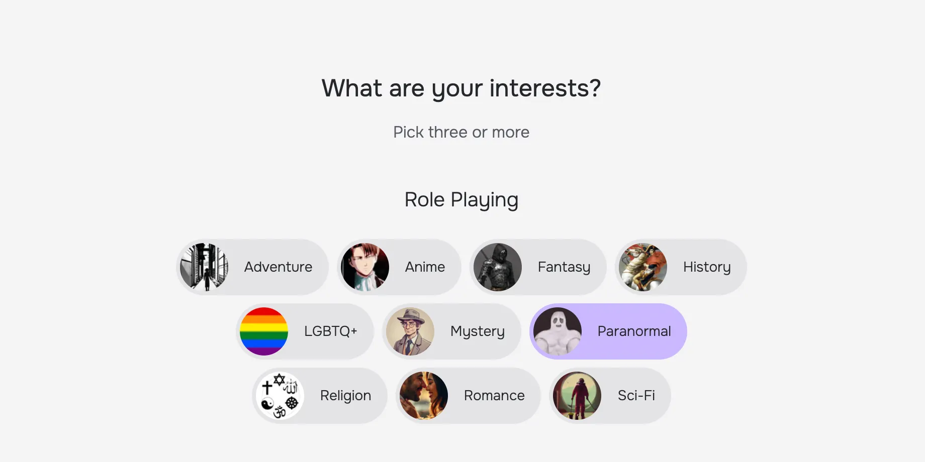 Giao diện trang chủ Character.AI với các chủ đề và sở thích để người dùng khám phá, minh họa cách nền tảng chatbot AI này tổ chức nội dung.