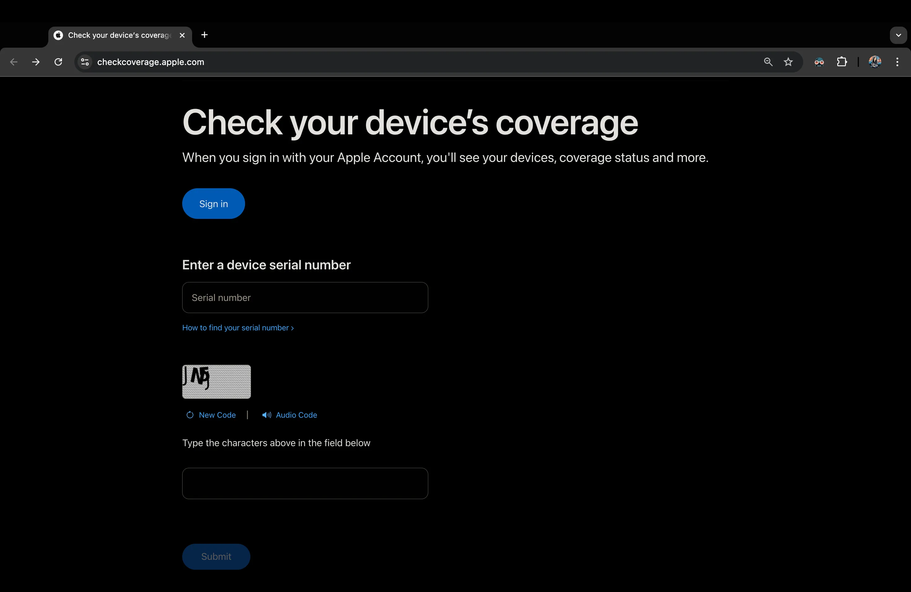 Giao diện trang web Kiểm tra Bảo hành và Bảo hiểm của Apple, cho phép người dùng nhập số sê-ri AirPods để xác định đời máy.