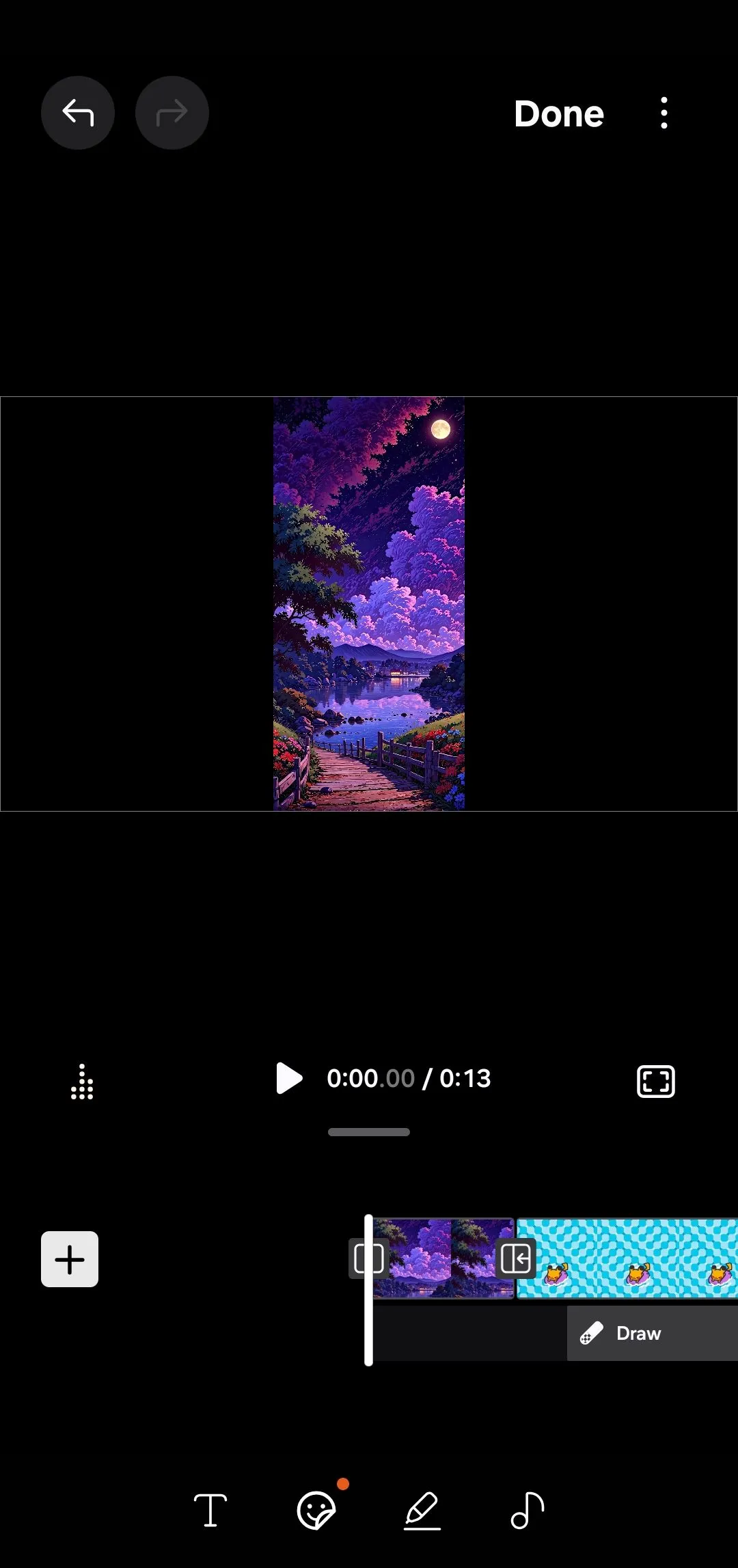 Giao diện trình chỉnh sửa video Samsung Studio trên điện thoại Galaxy, hiển thị các lựa chọn tỷ lệ khung hình cho dự án.