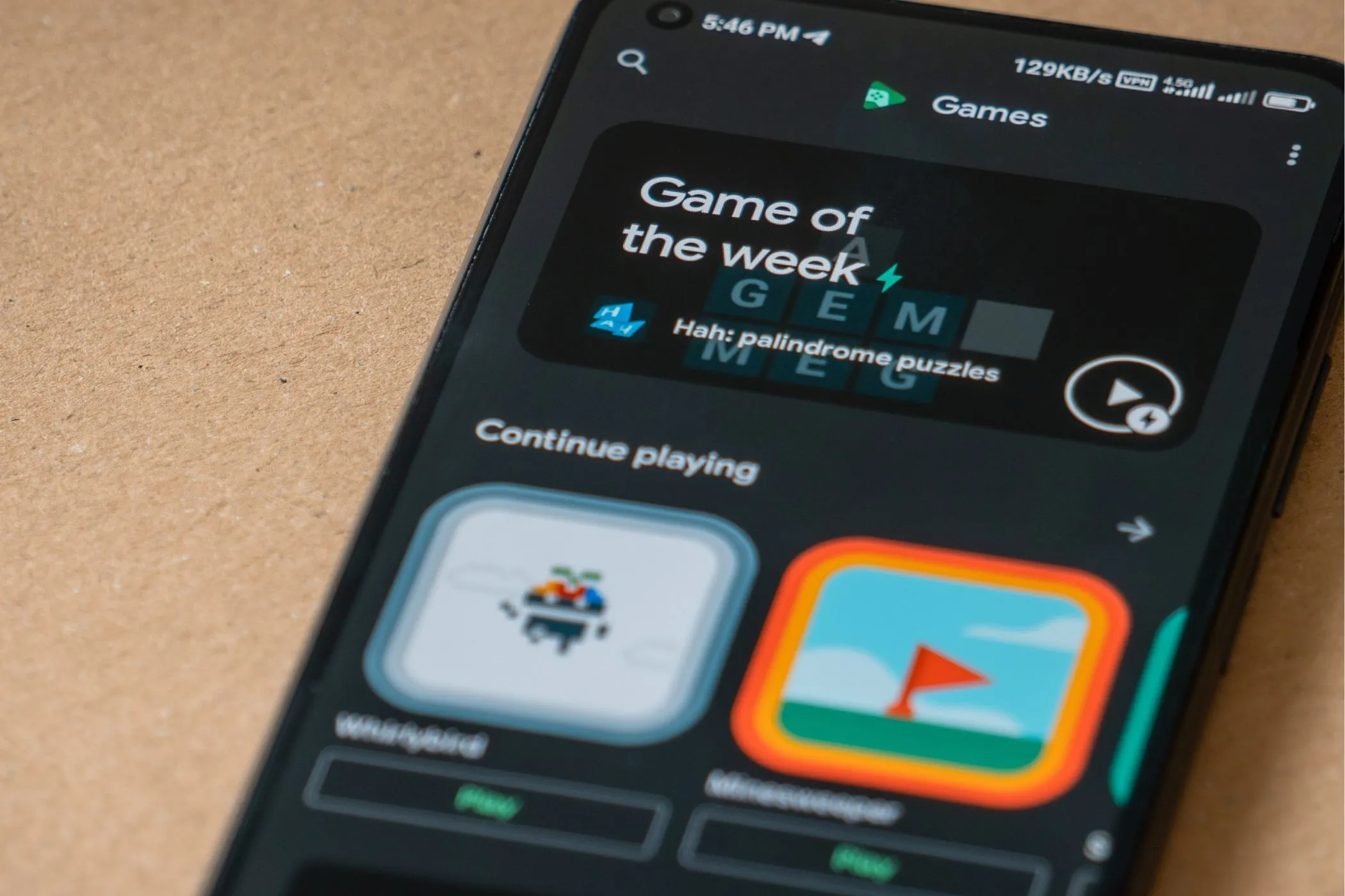 Giao diện trò chơi nổi bật trên Google Play Games