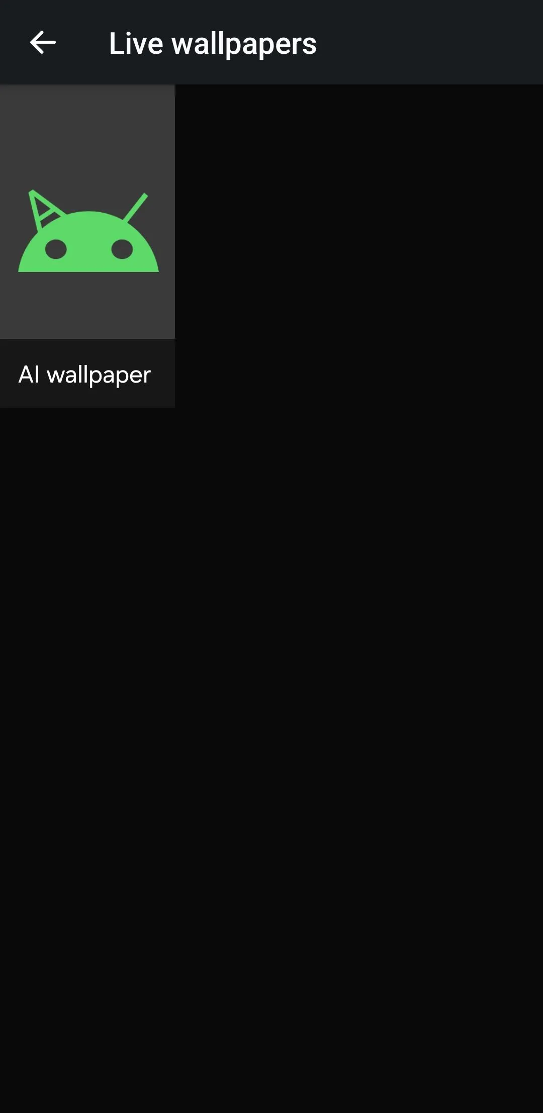 Giao diện tùy chọn hình nền AI trong ứng dụng Google Wallpapers trên điện thoại Android.