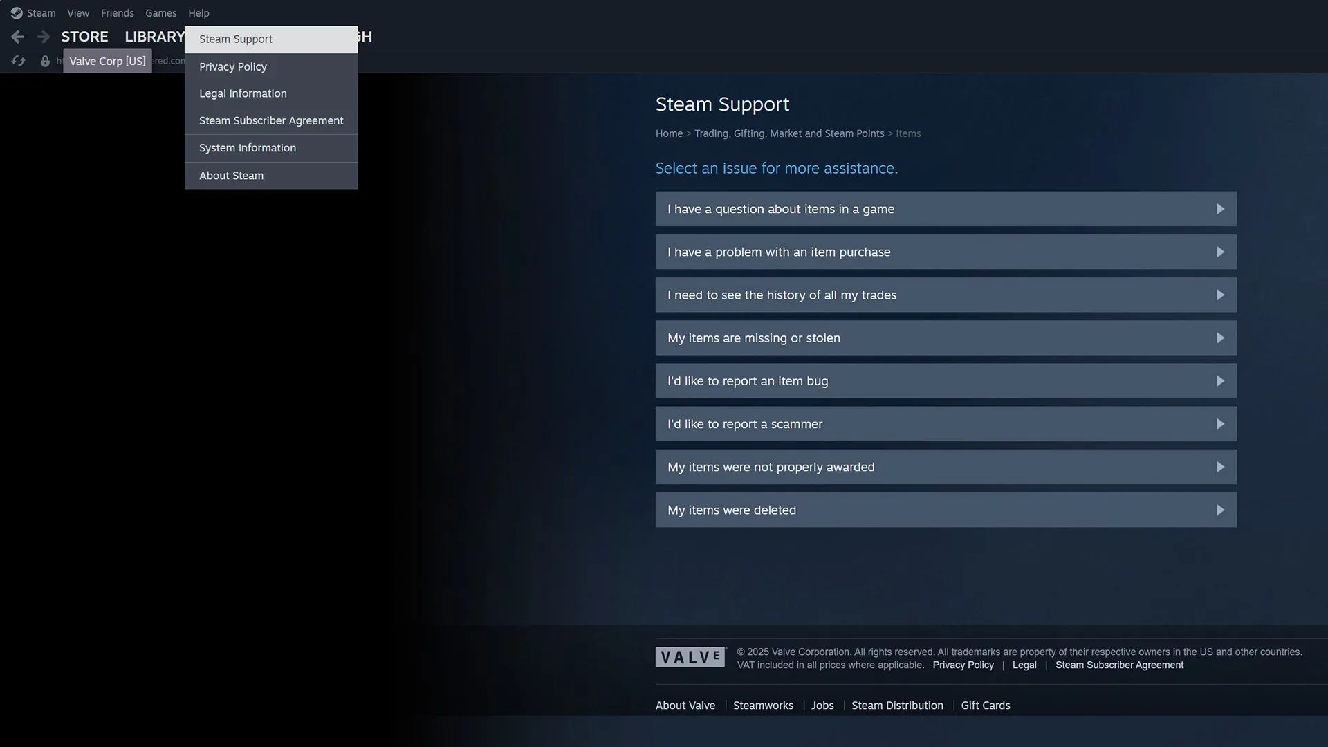 Hướng dẫn truy cập hỗ trợ Steam để báo cáo giao dịch lừa đảo