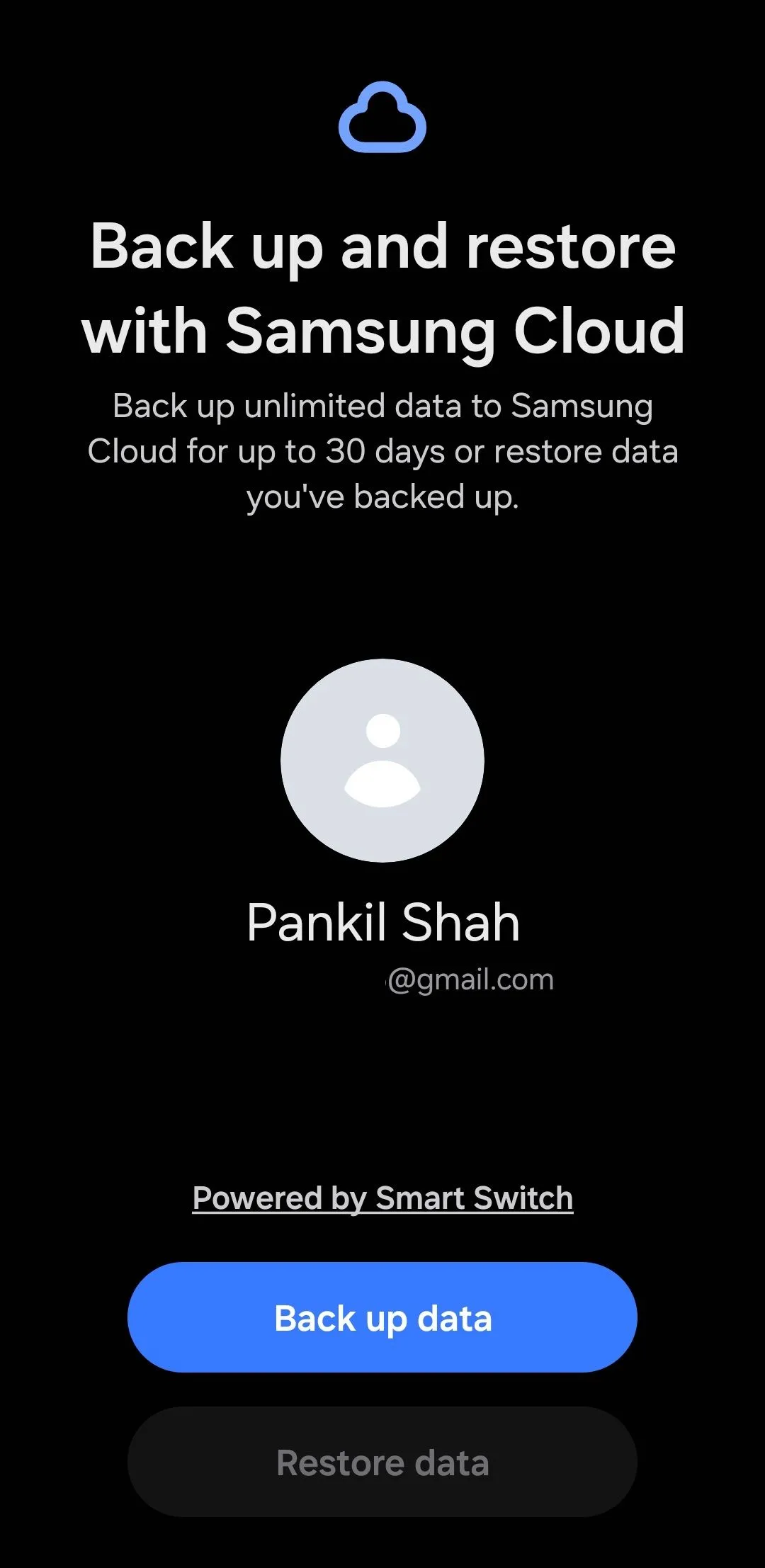 Màn hình sao lưu và khôi phục dữ liệu Samsung Cloud trên điện thoại