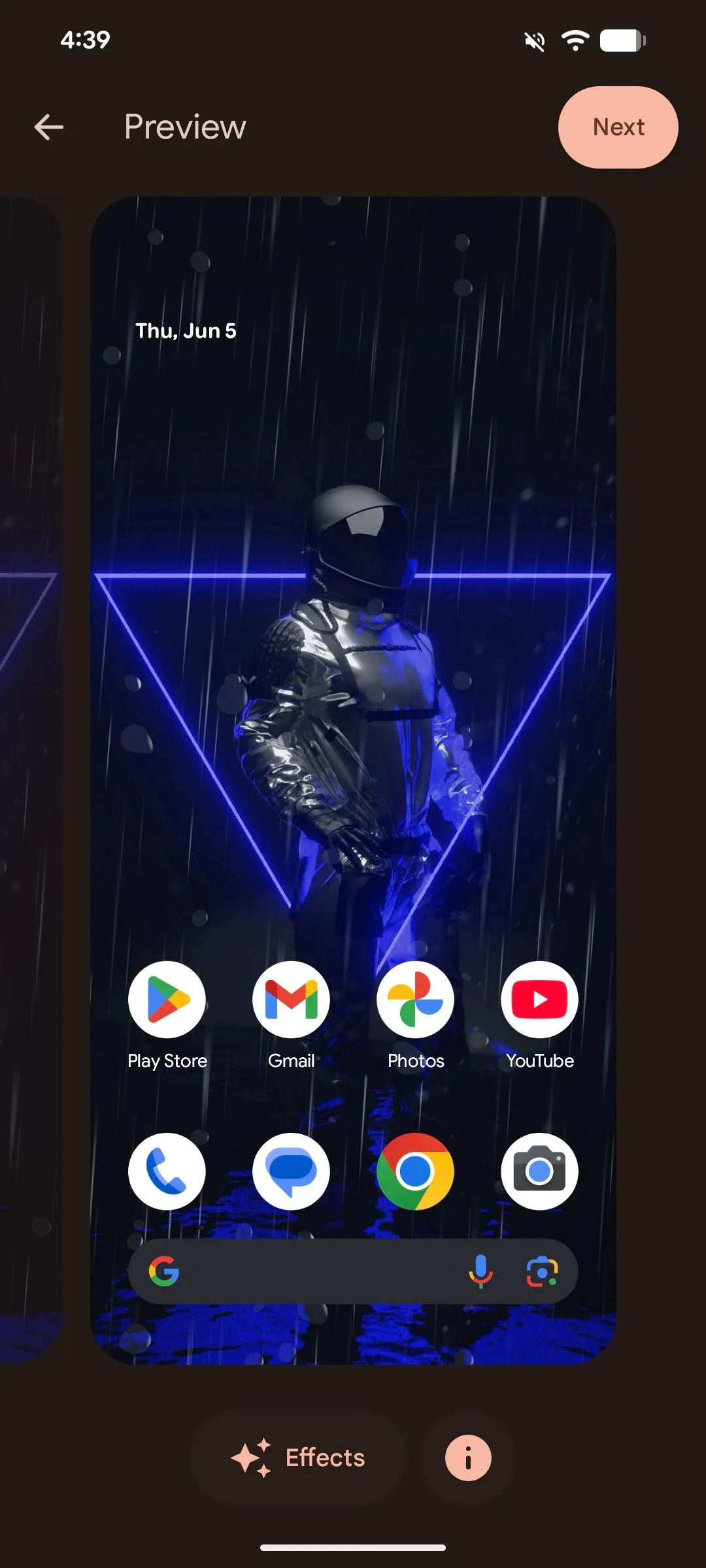 Màn hình xem trước hình nền cuối cùng trong Android 16 trước khi áp dụng