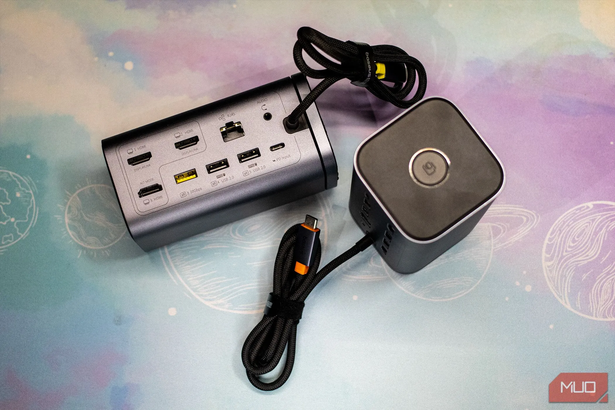 Mặt sau của Baseus Spacemate 11-in-1 Docking Station với các cổng kết nối