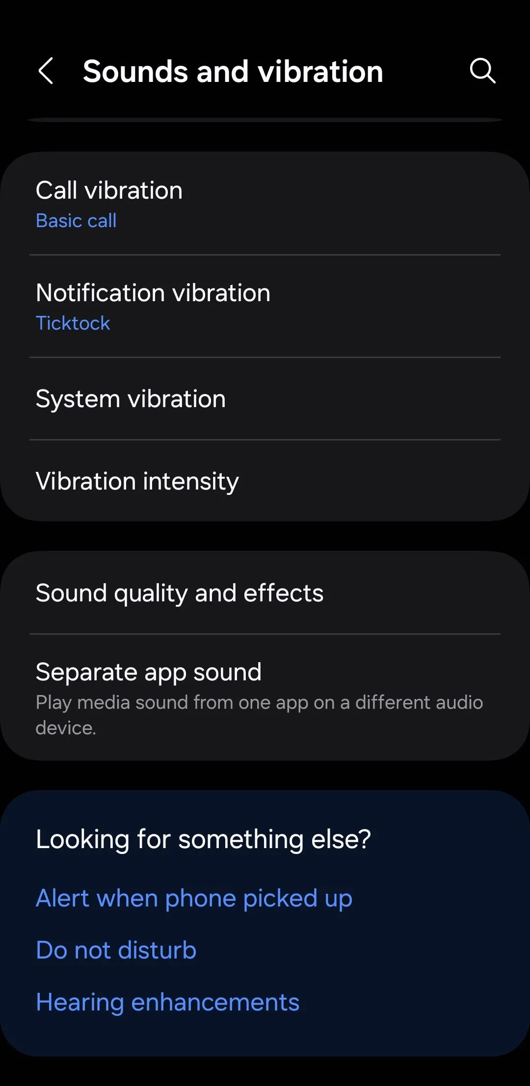 Menu Chất lượng âm thanh và Hiệu ứng trên Samsung