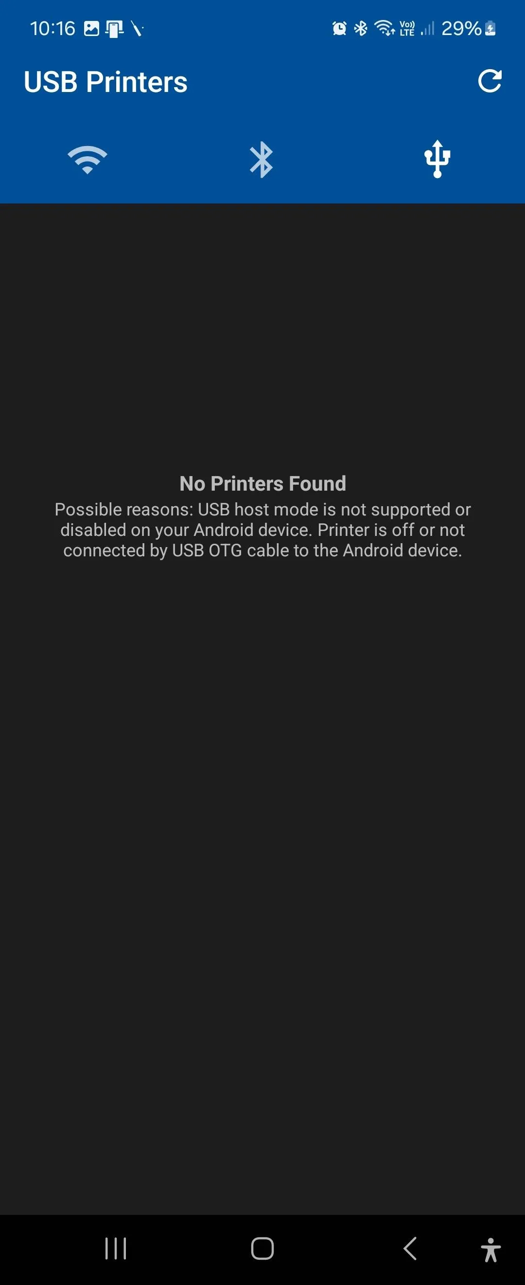 NokoPrint hiển thị các tùy chọn in trên điện thoại Android