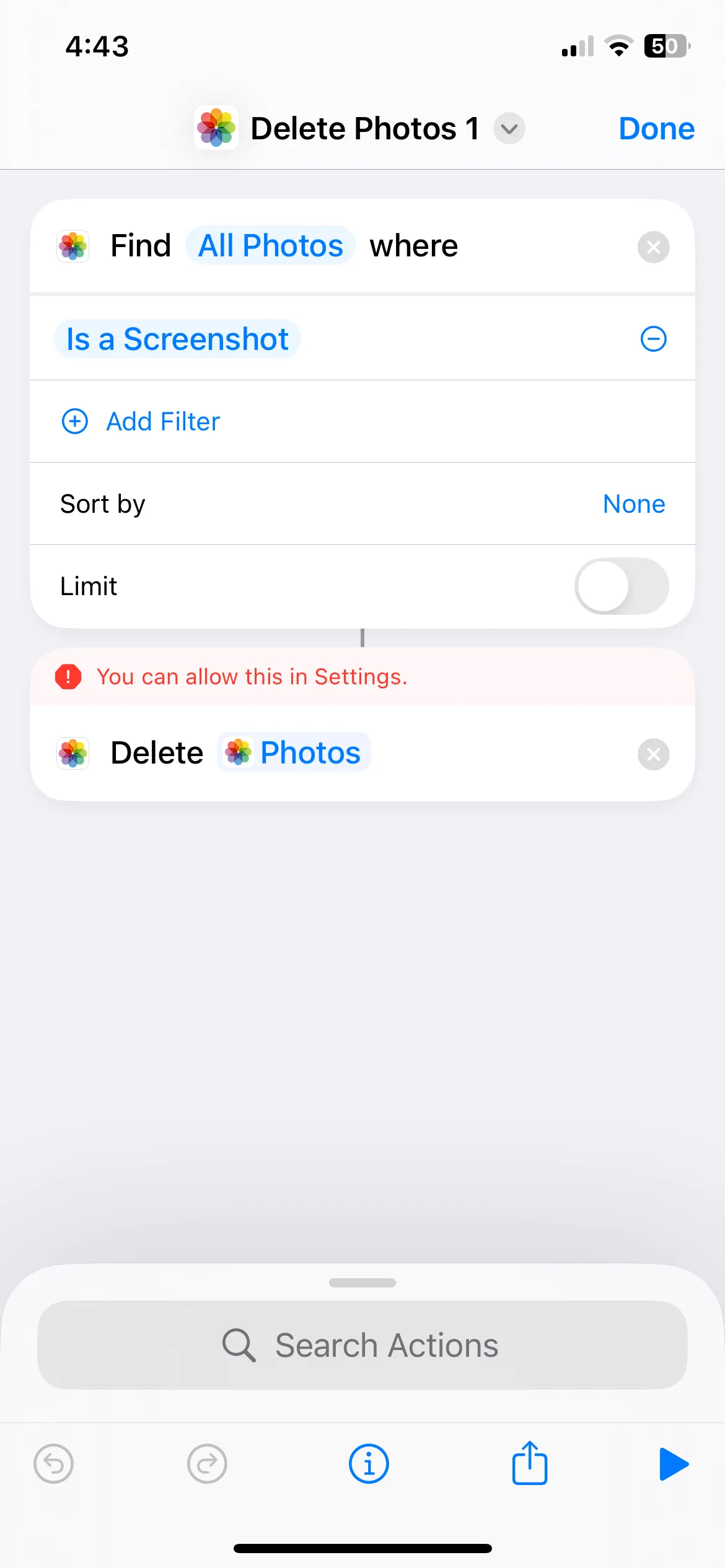 Phím tắt xóa ảnh chụp màn hình trên iPhone báo lỗi khi xử lý dữ liệu lớn